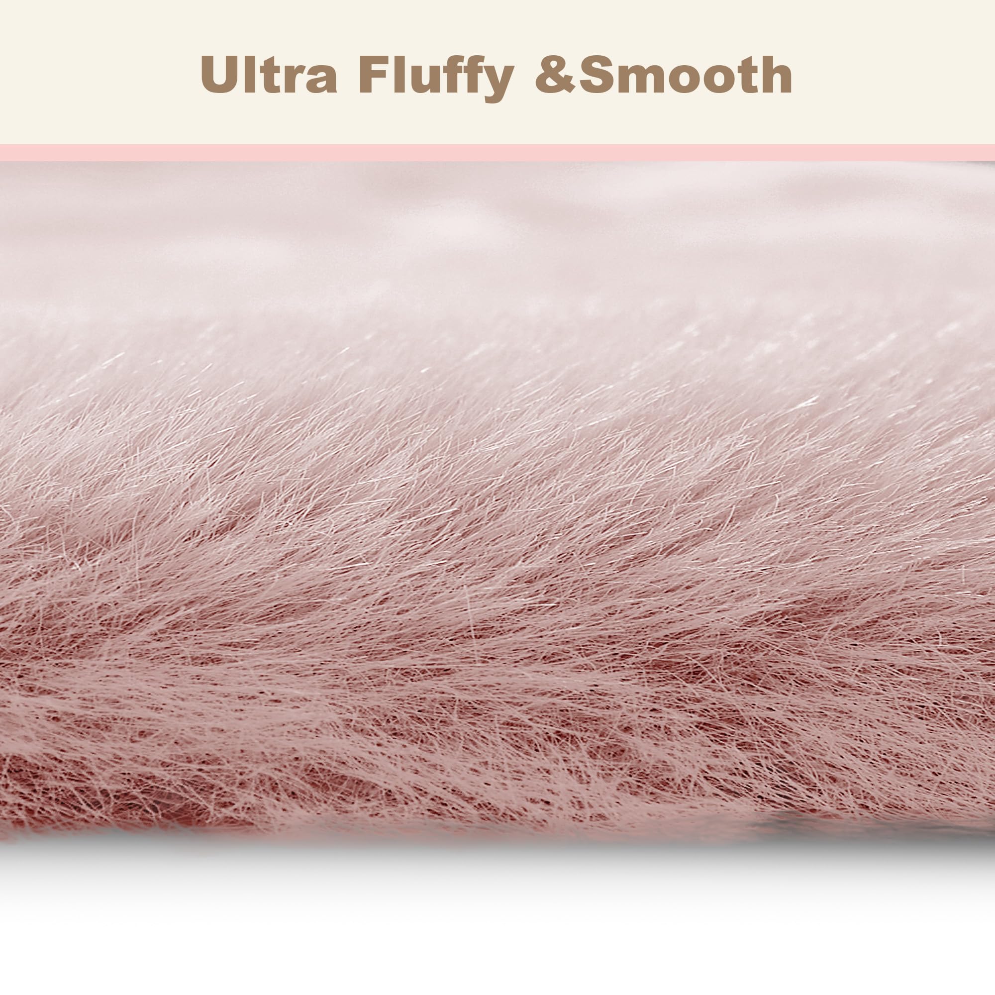 Lot de 2 tapis pelucheux en peau de mouton doux au toucher, peluche soyeuse, hypoallergénique pour chambre à coucher, salon, chambre d'enfant, canapé (45,7 x 61 cm, rose poudré)