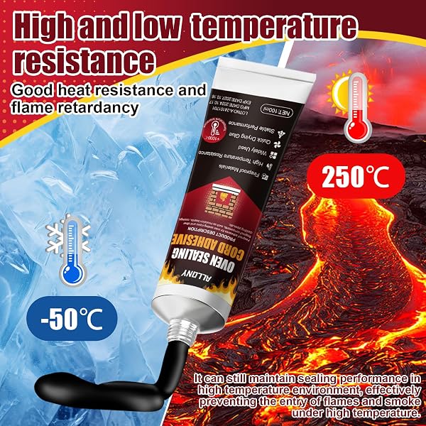 ALLONY Silicone Alta Temperatura, Sigillante Alte Temperature, Silicone Nero Alte Temperature, Adatto per la Sigillatura ad Alta Temperatura di Vari Tipi di Caminetti e Stufe, 100 ml, Nero - 4