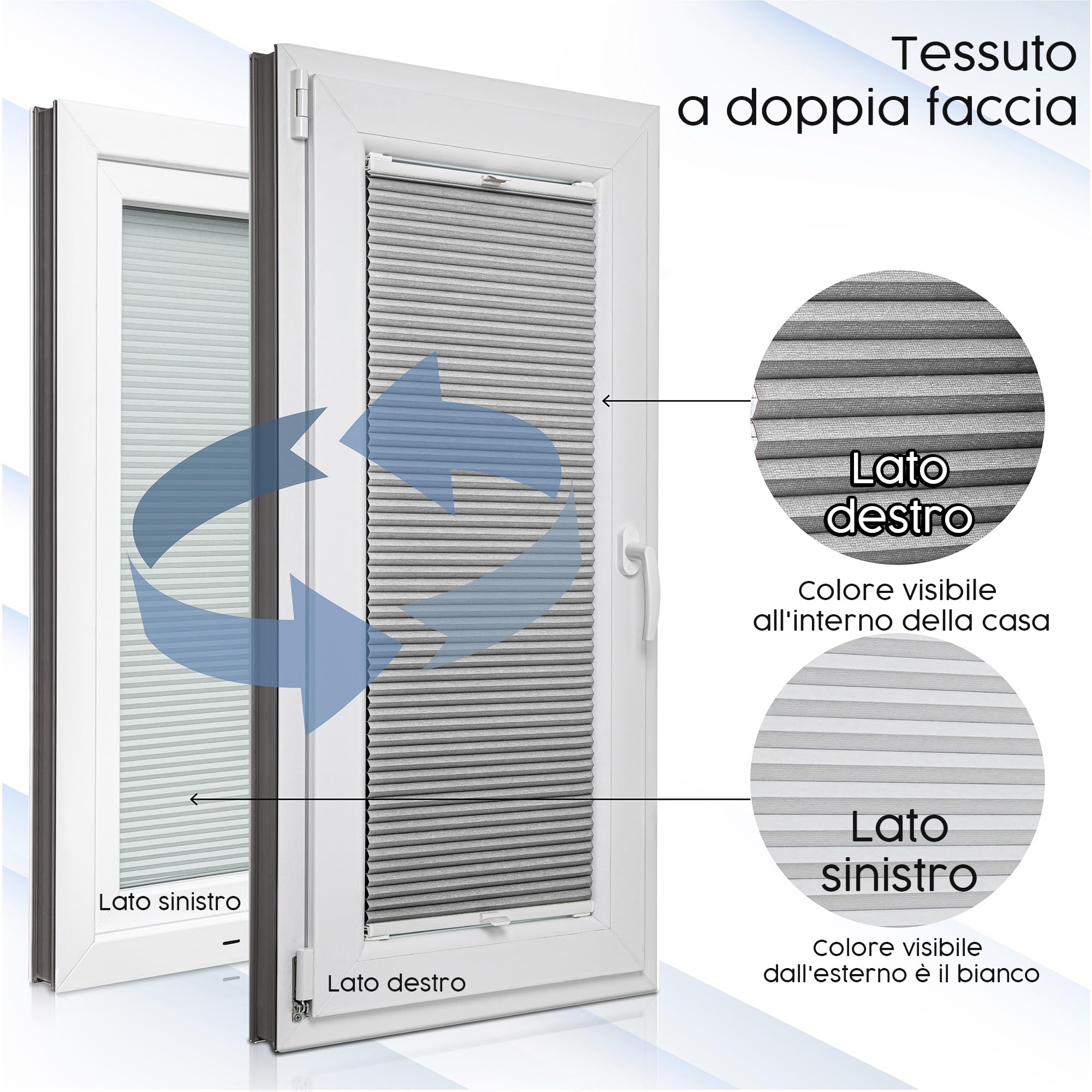 Concept Crystal® Tenda plissettata a nido d'ape PERSONALIZZATA CON FORATURA – Realizzata su misura – 6 diversi colori – Tende termiche oscuranti a nido d'ape per finestre (Altezza da 50 cm a 149 cm)