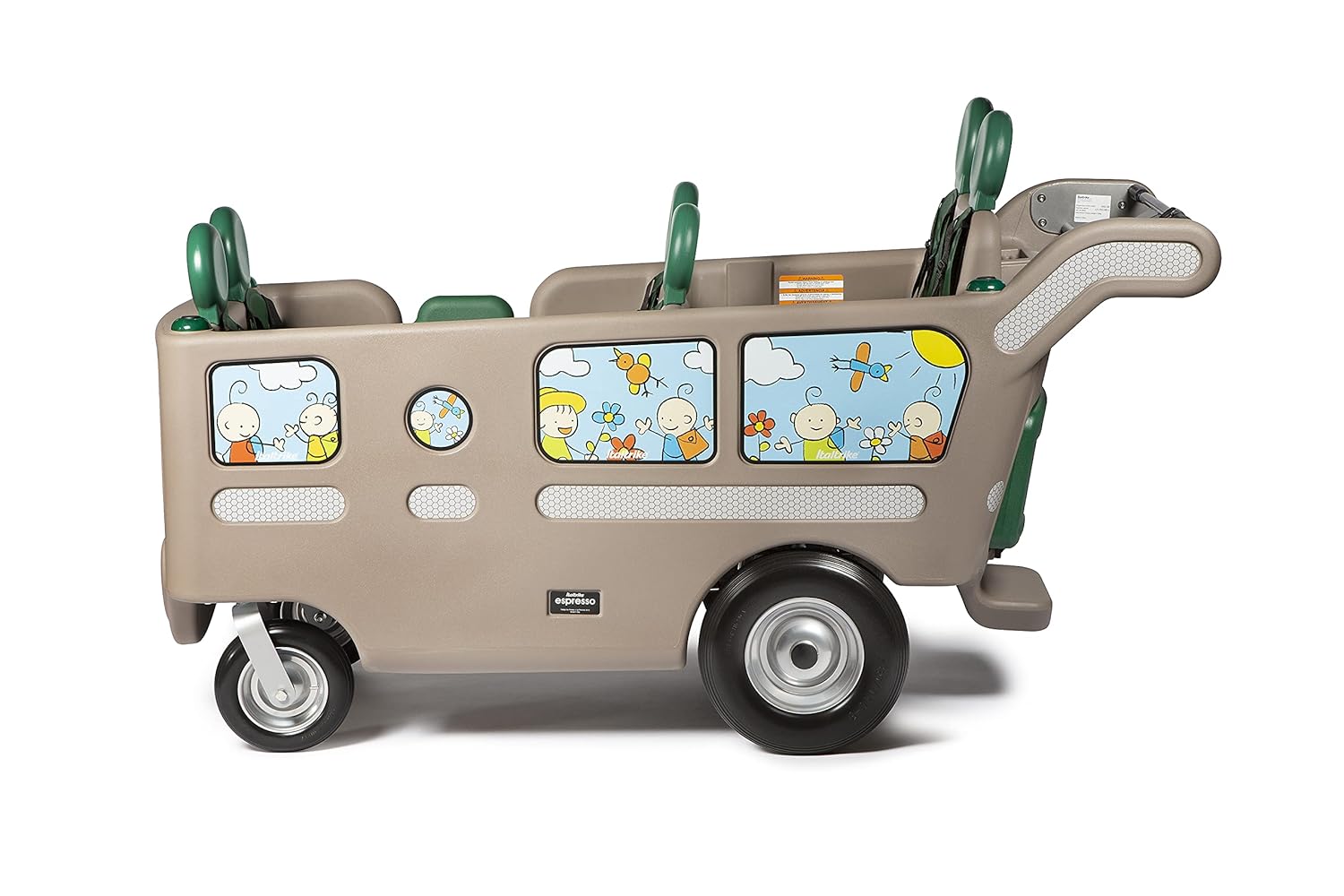 Italtrike Espresso Classico 6 Seat Buggy Stroller with 5 Point Harness for Added Safety, Multi-Child Buggy Stroller, Padded Seats, Easy to Manuever (Cappuccino)