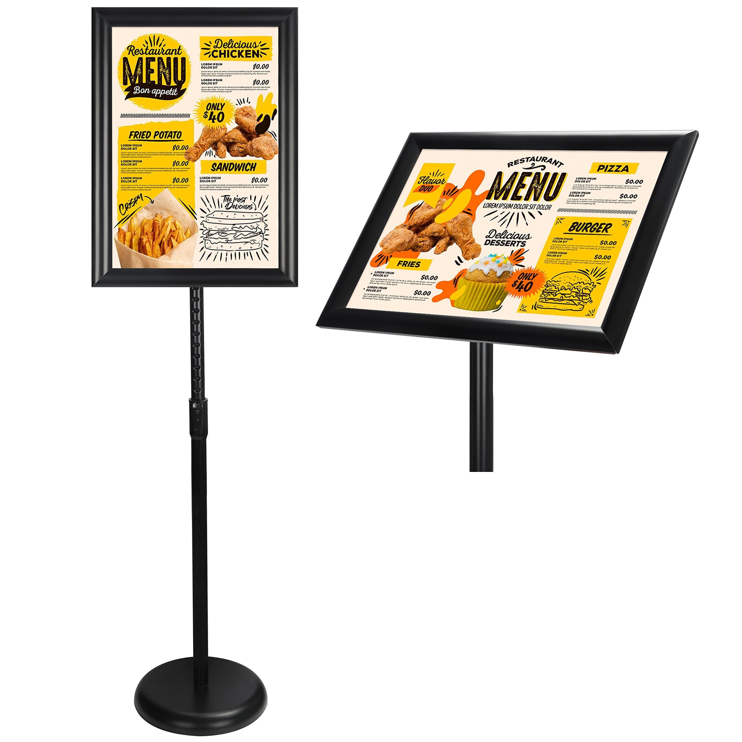 BELLE VOUS Espositore A3 Poster Board Nero - Espositori per Negozi Piedistallo in Alluminio - Espositore da Terra Porta Avvisi Verticale e Orizzontale per Matrimoni, Attività e Porta Menu Ristorante