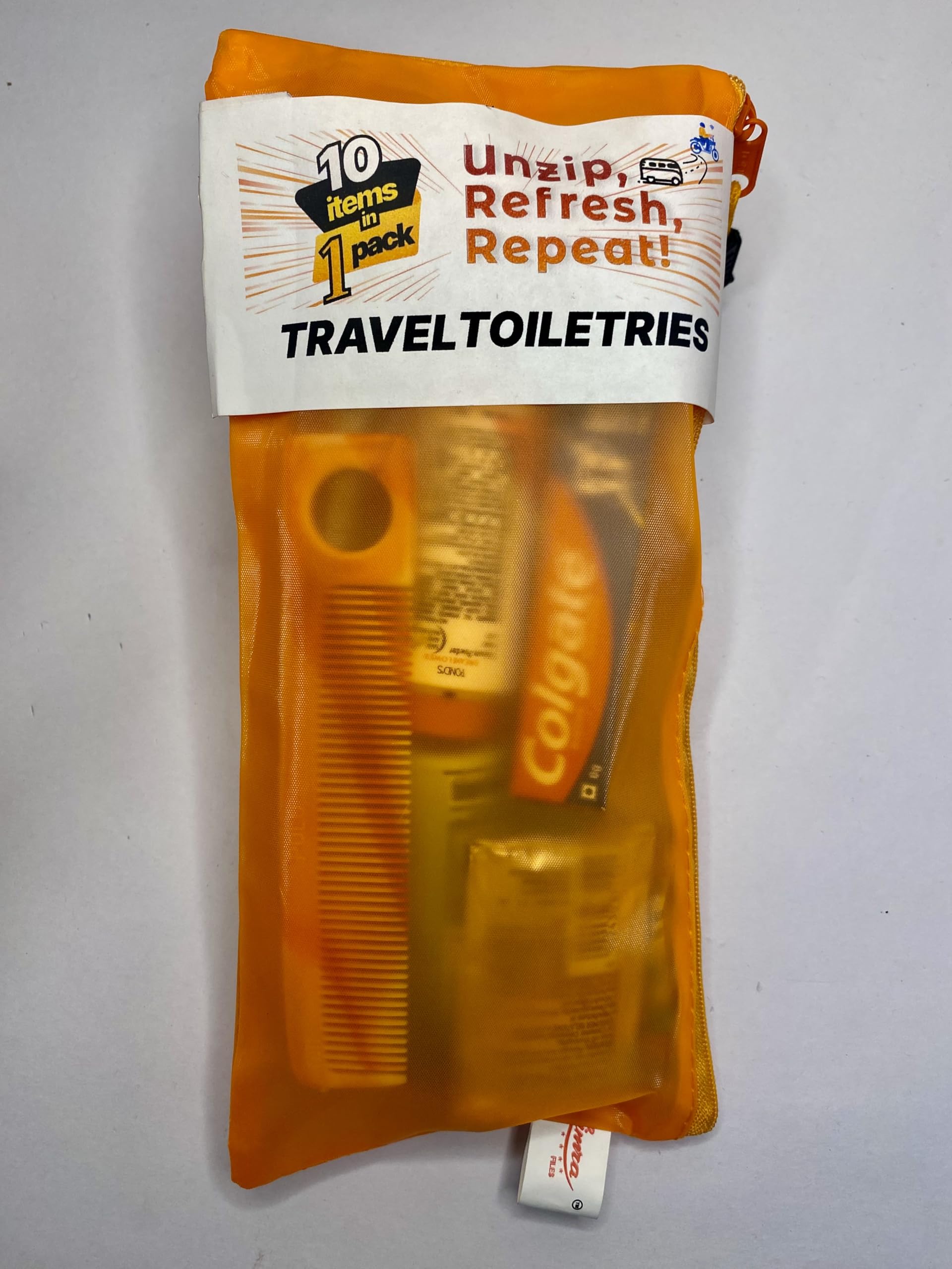 10 in 1 Bathroom Toiletries in a reusable pouch for Travelling | Trekkking | Hotels (Count of 5)-image-2