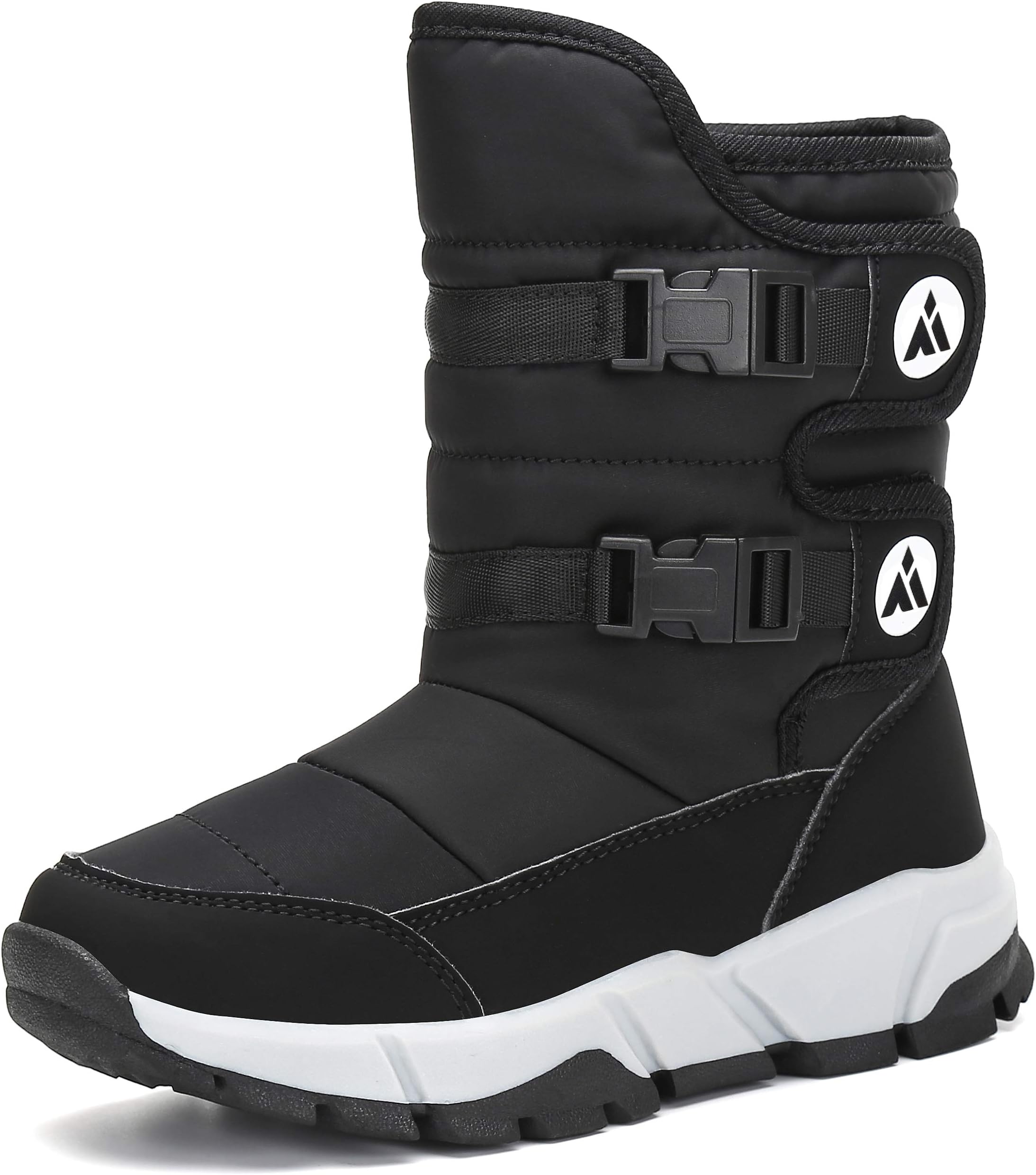 katliu Winter Snow Boots for Girls Boys Warm Boots Kids Faux Fur Lined Non-Slip Outdoor Shoes Children, Ink Black/Big Kid 2 UK