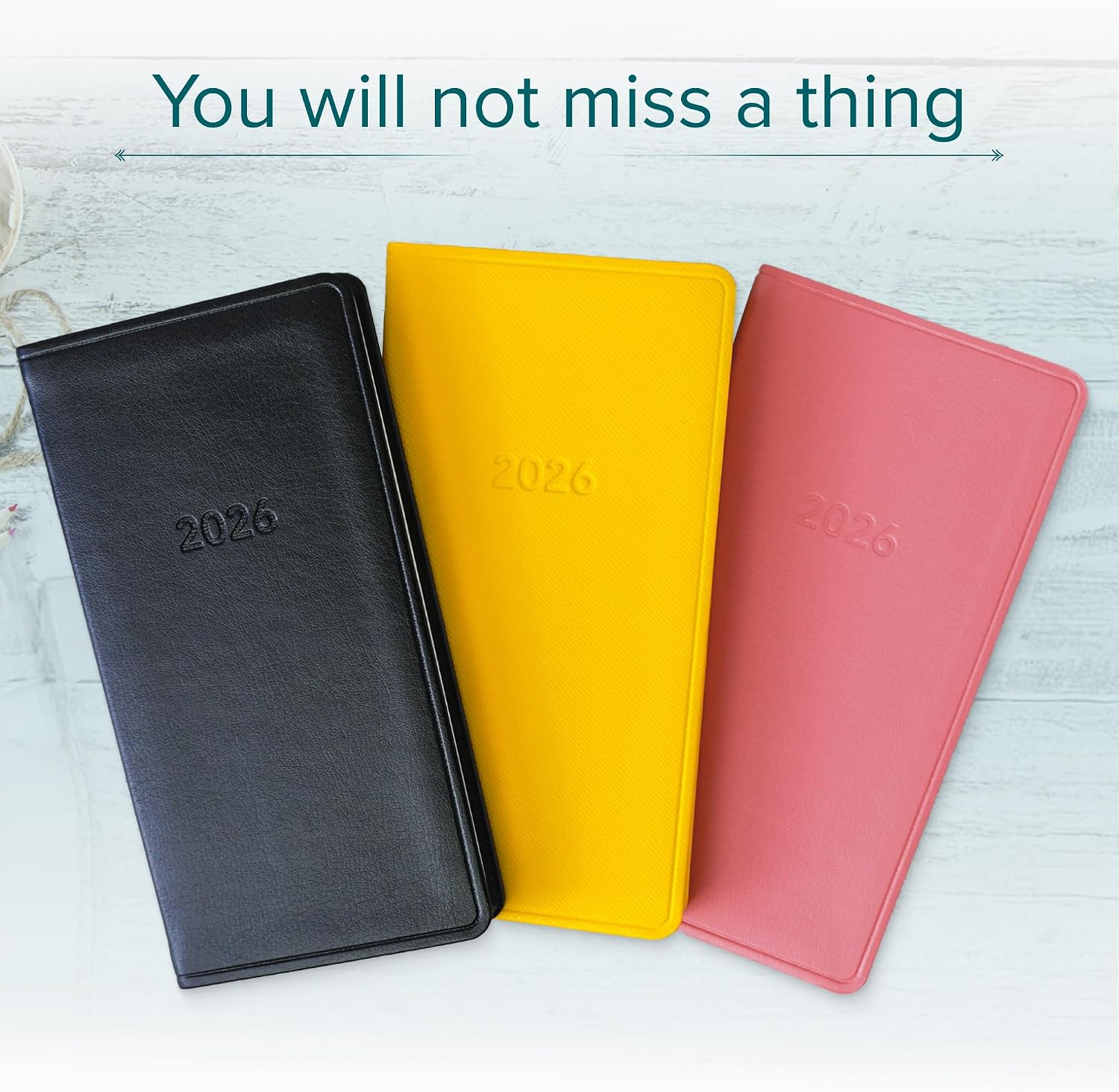 Harbor Pocket Weekly Monthly Planner 2025-2026, Calendar Planner and Notebook, Durable Faux Leather, 192 Pages, Softcover & Book Bound - Cambridge Orchid Flower - 6 x 3.25 "