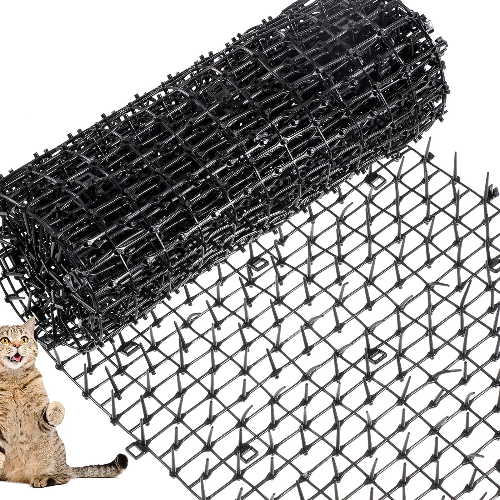 Zopeal 6.5ft Cat Repellent Mat with 8 Ground Stakes 8 Zip Ties, Spikes Deterrent Mat Keep Dog Off Couch for Indoor Outdoor Keep Pet Off Yard Garden, 79 x 12 Inch/1 Roll