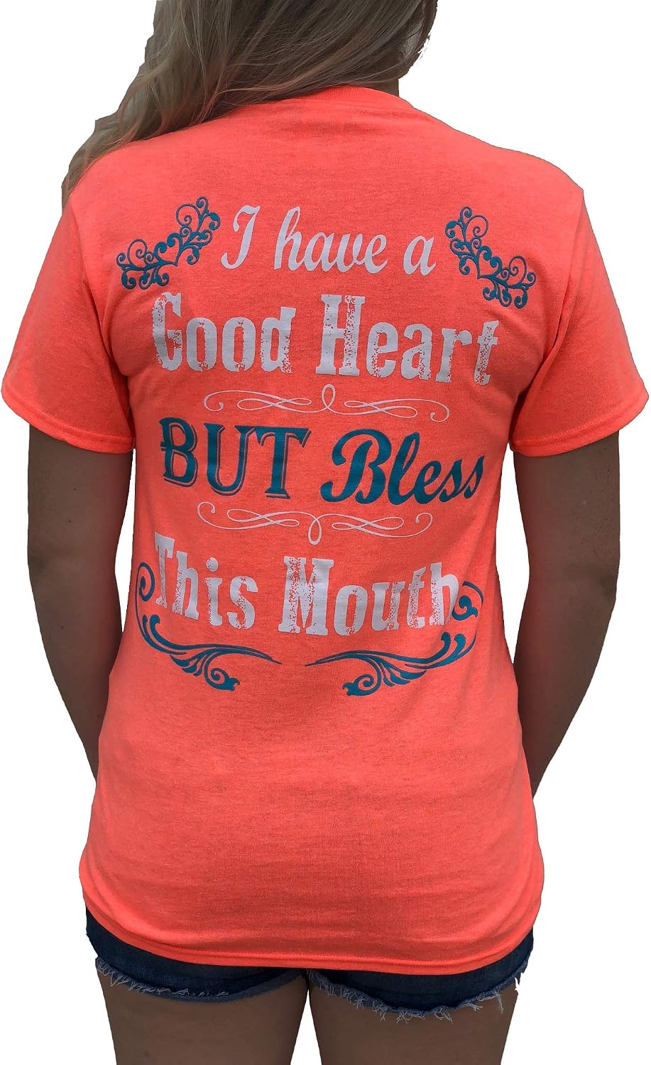 Southern Attitude I Have A Good Heart But Bless This Mouth Blue and Gray Women's T-Shirt
