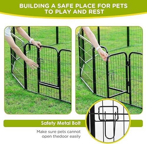 Vista 32 de BestPet - Corralito de 24/32/40 pulgadas de altura para perros de todos los tamaños, 8/16/24/32 paneles, para ejercicio al aire libre, con puertas