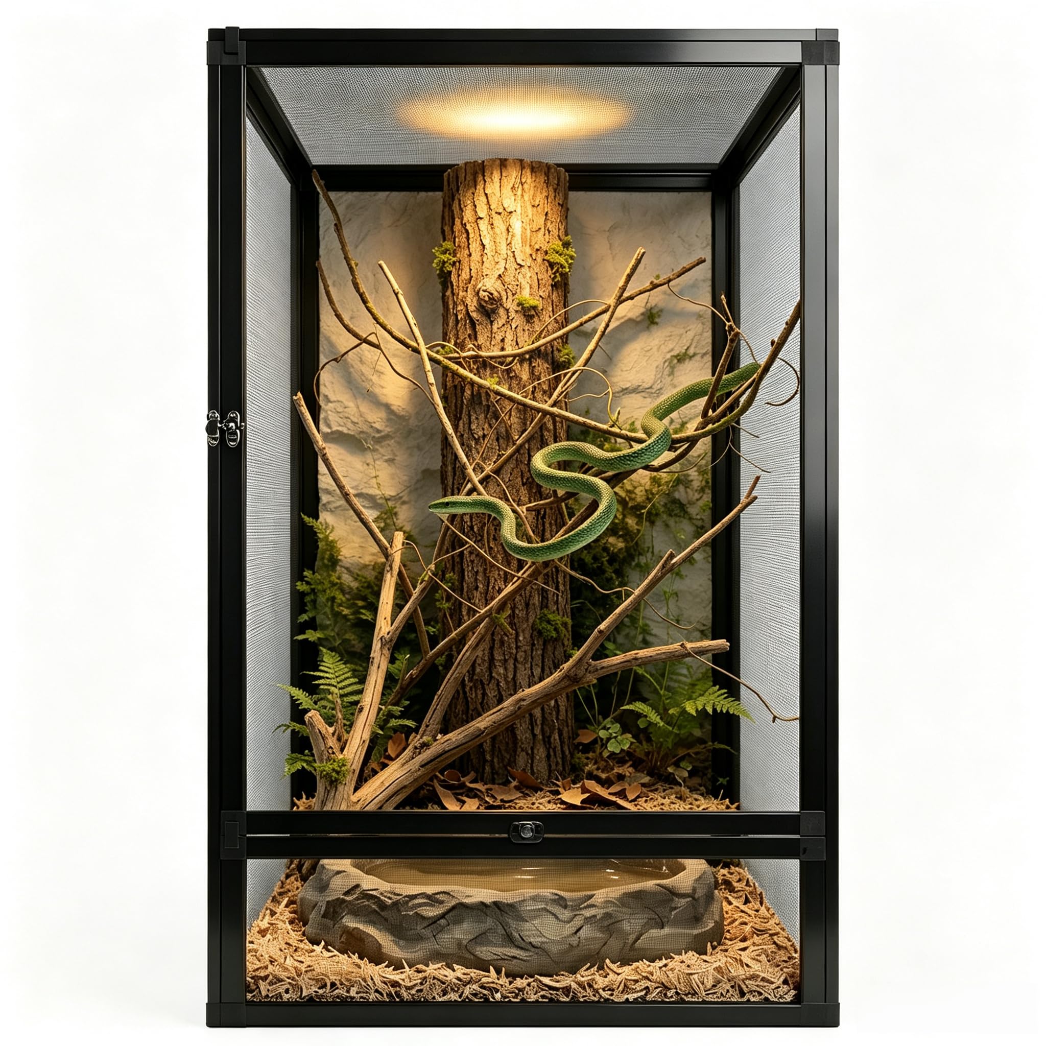MCLANZOO 45 Gallon 32"x18"x18" Tall Reptile Enclosure,Mesh Screen Tank Vertical Terrarium Cage for Chameleon,Crested Gecko,Leopard Gecko,Bearded Dragon,Frog,Butterfly,Spider,Superior Ventilation