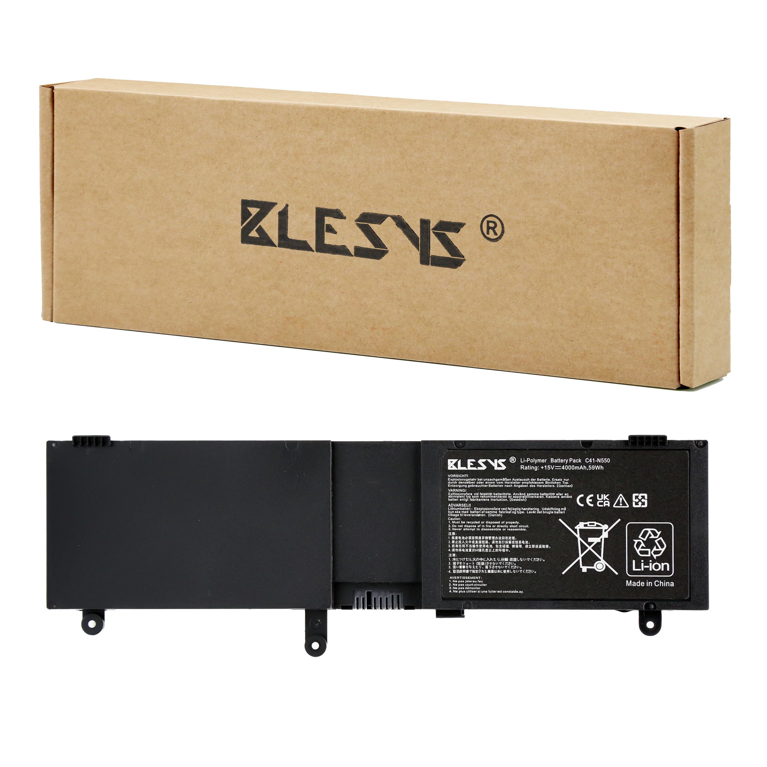 BLESYS C41-N550 Batteria Computer Portatile per ASUS N550 N550J N550X47JV Q550JA N550JK ROG G550J Series [Li-Polymer 15V 59Wh]