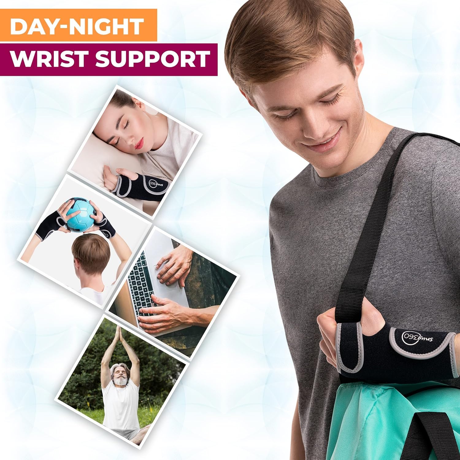 Muñequera con férula – Muñequera ajustable y transpirable para túnel carpiano, tendinitis, artritis, esguinces y fracturas, férula de aluminio extraíble para soporte de muñeca, mano izquierda