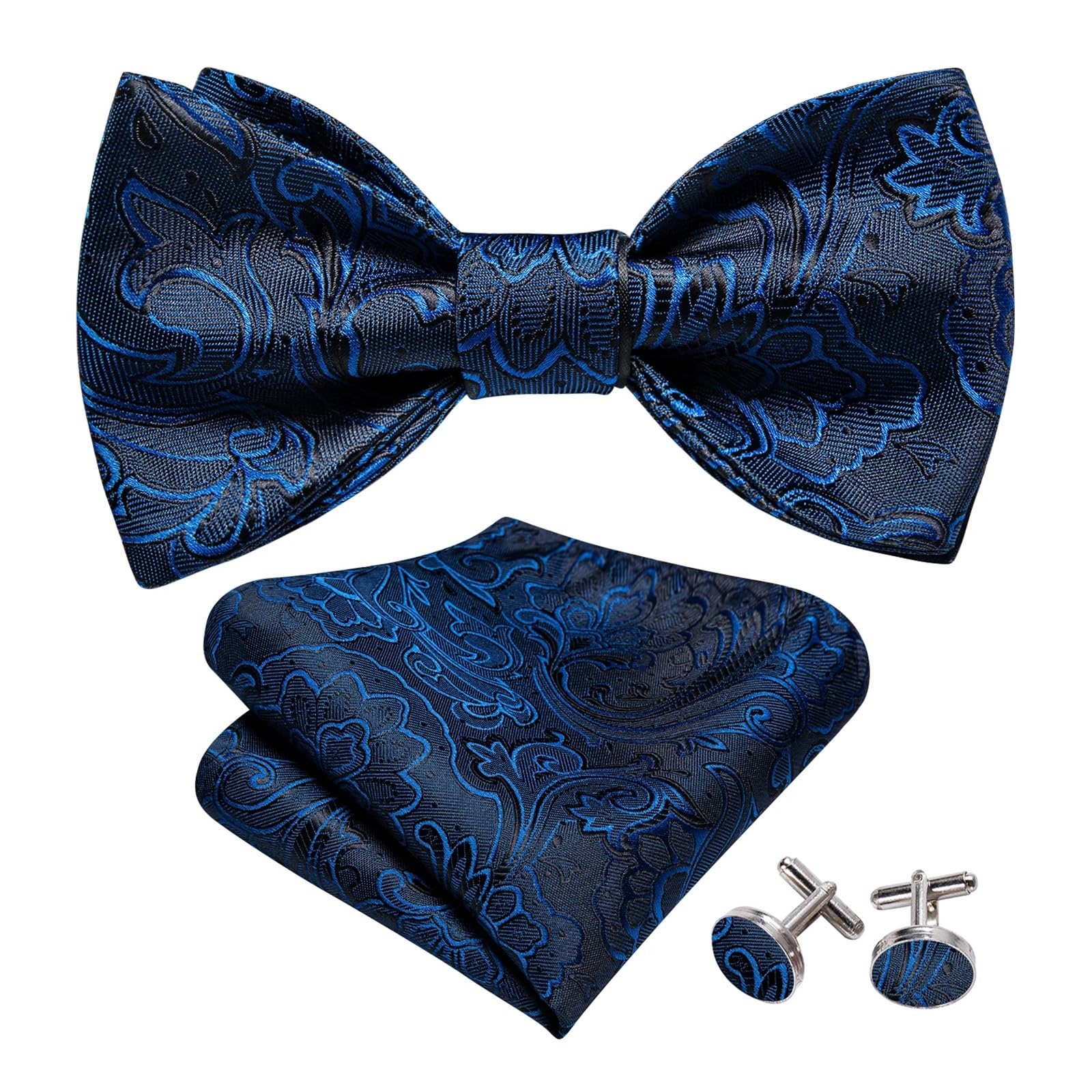 Gemelos de seda for hombre con pajarita floral jacquard y mariposa Para Fiestas De Empresa Y Bodas