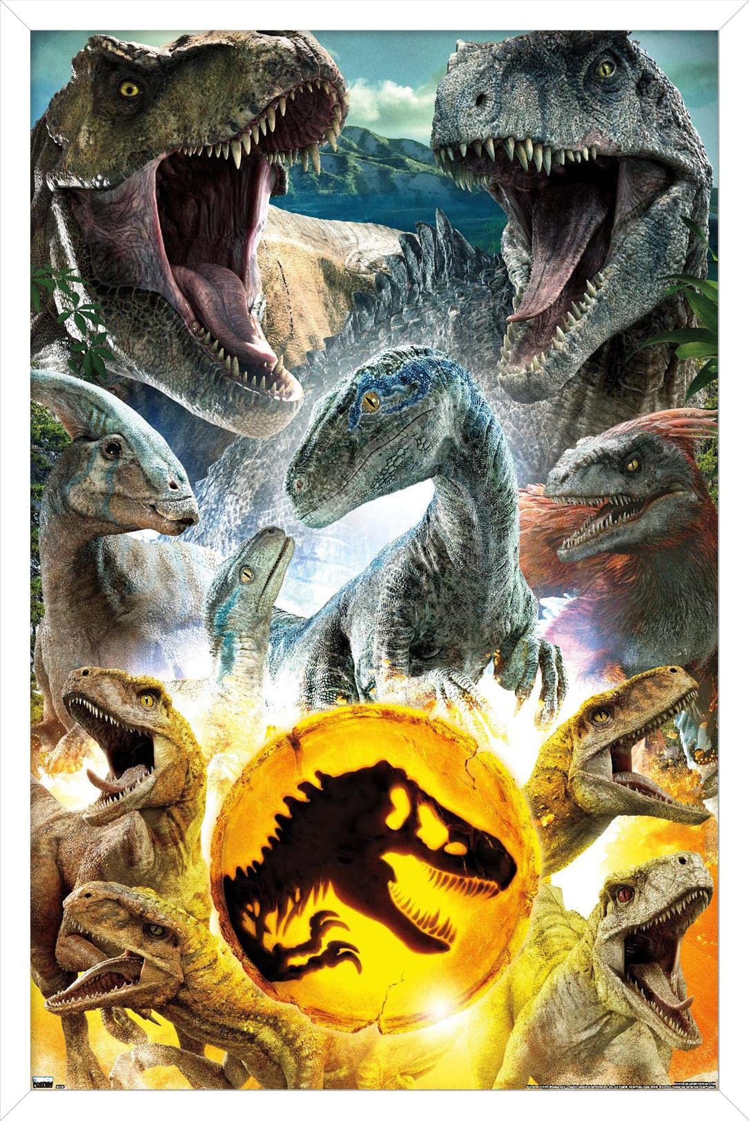 Trends International Jurassic World: Dominion - Group Wall Poster, 22.375" x 34", White Framed Version