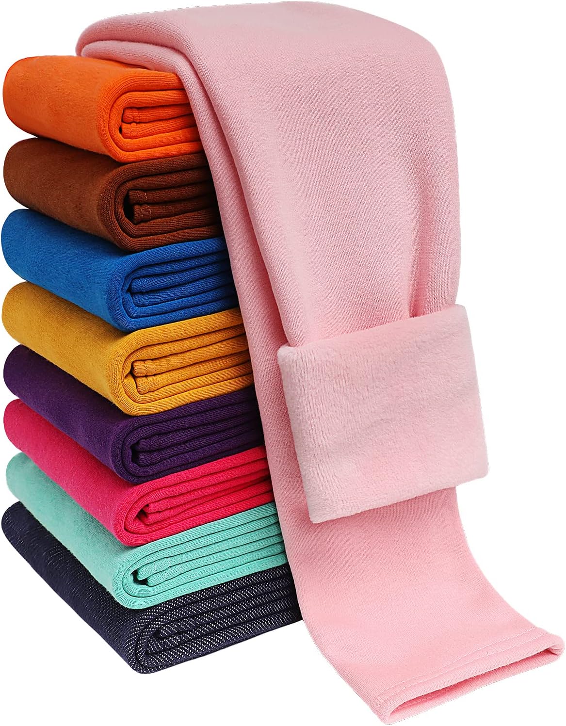 Girls Winter Warm Leggings Kids Fleece Lined Thick Basic Full Pants for 3-11 Years