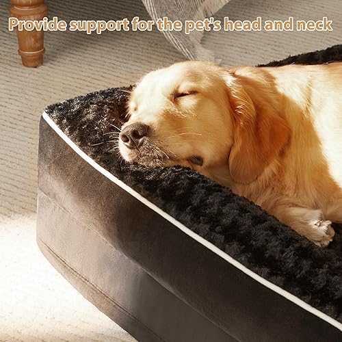 Miniatura 2 de BFPETHOME Camas ortopédicas para perros grandes, sofá cama impermeable para mascotas con funda extraíble lavable, cama para perros grandes con forro