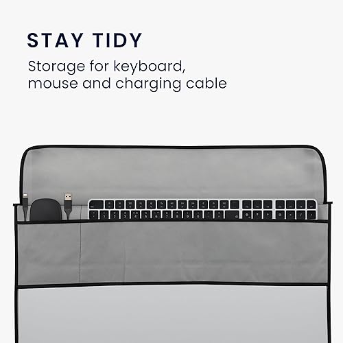 Miniatura 5 de kwmobile Funda compatible con monitor de 27 a 28 pulgadas, con almacenamiento adicional, color gris y negro