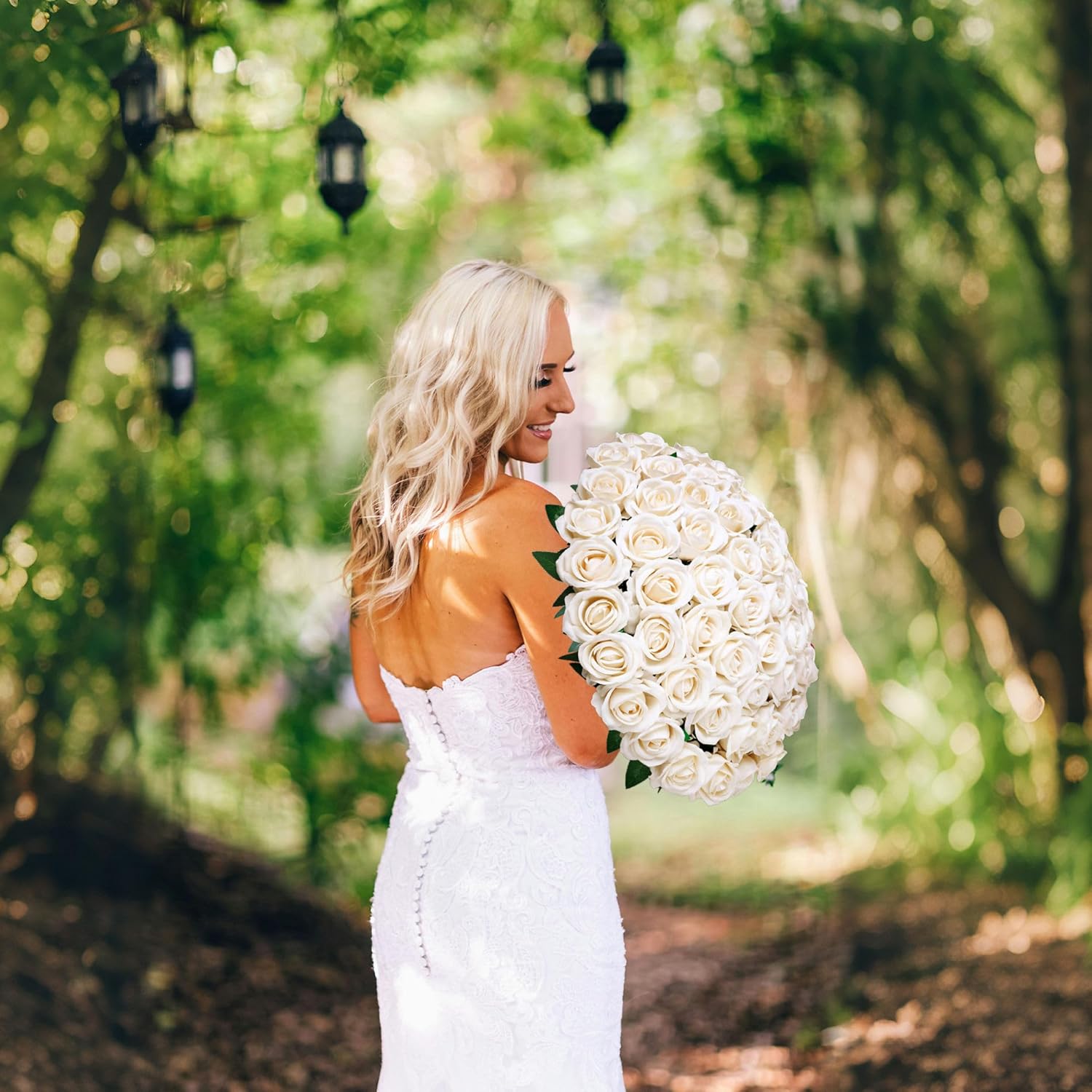 50 PCS Champagne Roses Artificial Flowers, Fake Roses with Stem Realistic Silk Rose for DIY Wedding Bouquets Table Centerpieces Arrangements Baby Shower Birthday Home Decor Valentines Day Gift for Her - Image 3