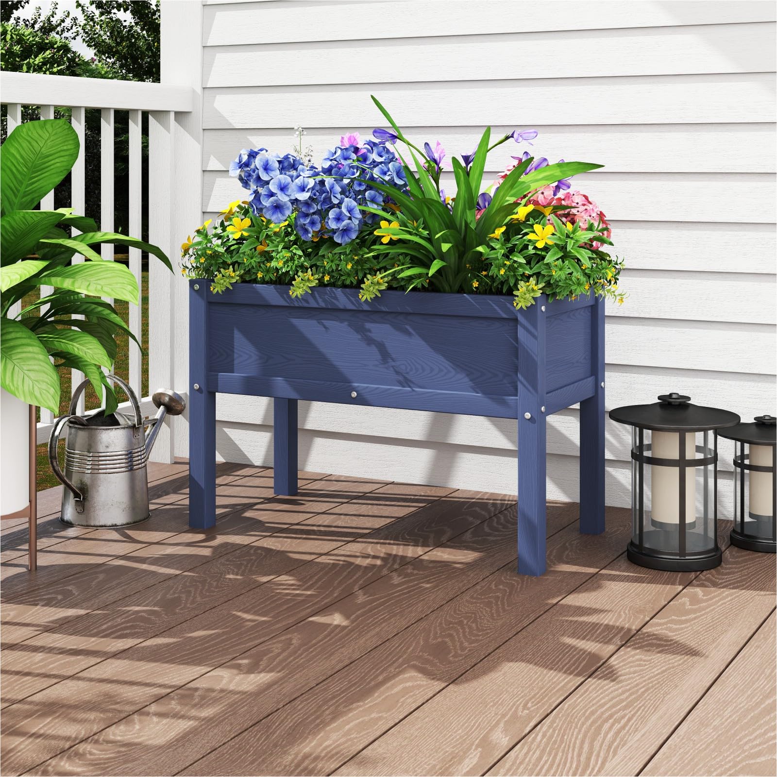 Navy Blue Raised Garden Bed - Durable Outdoor Planter -7