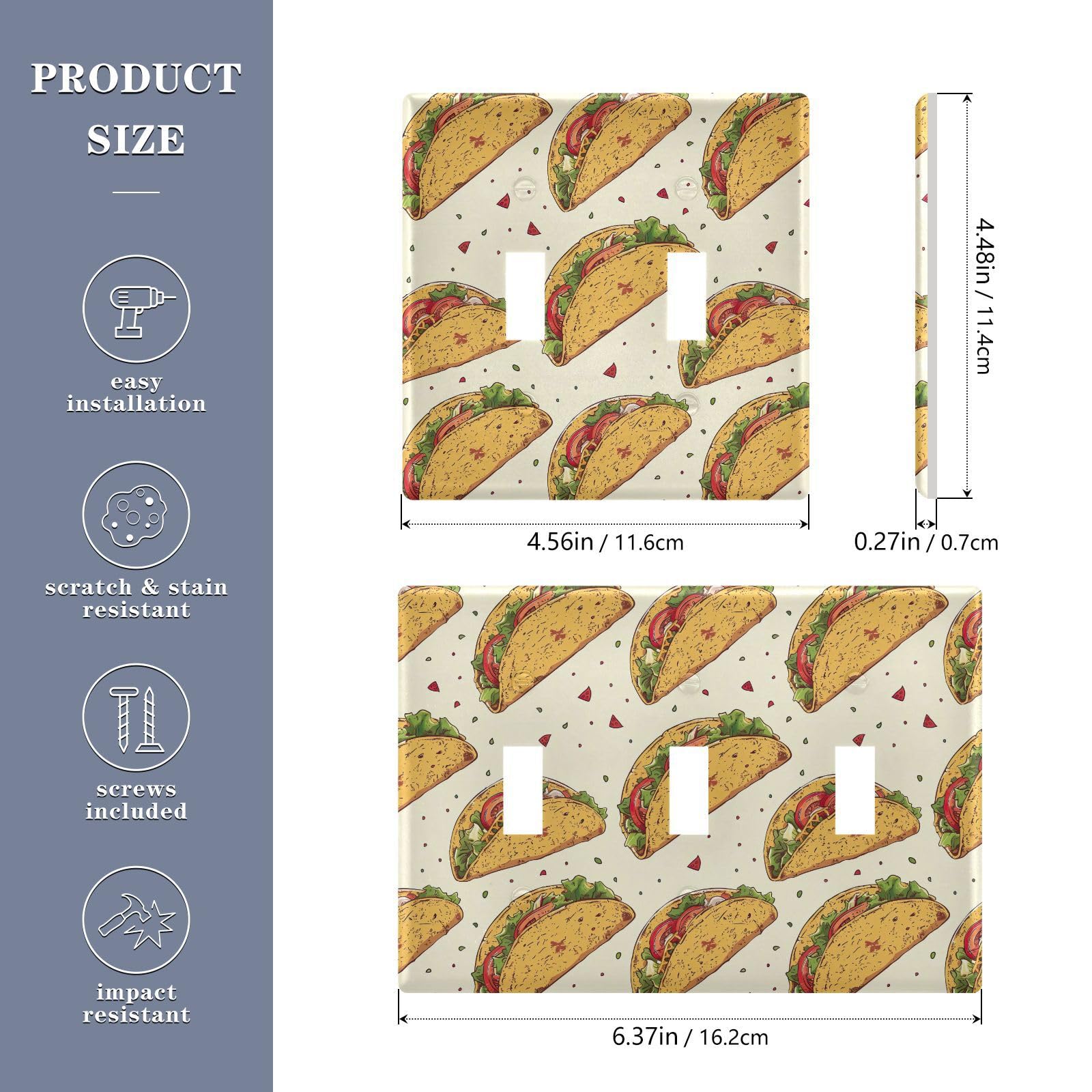 UMIRIKO Taco Light Switch Cover Plate Covers Decorative Double Toggle Home Decor 202b3326