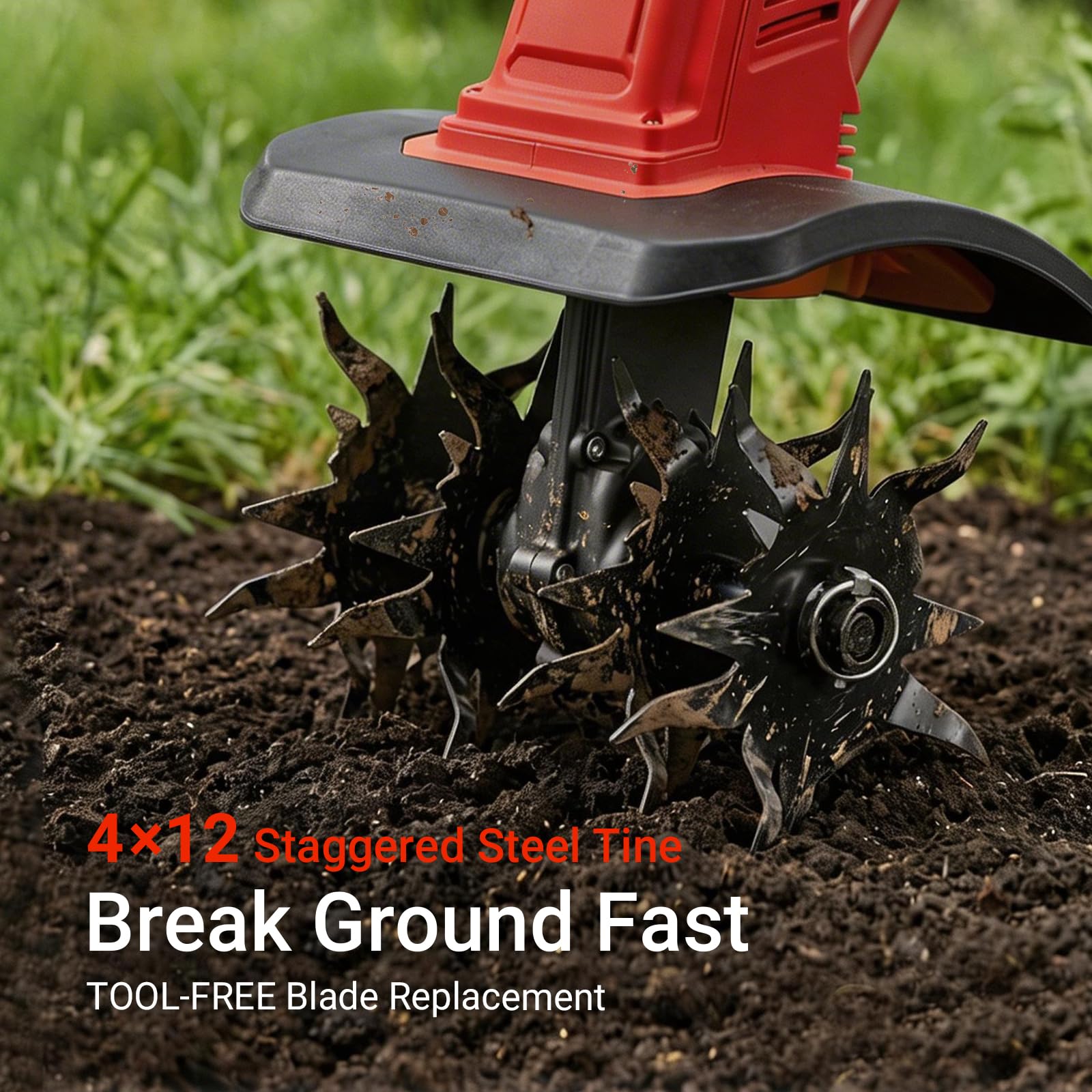 Cultivador de jardín inalámbrico sin escobillas compatible con batería Milwaukee de 18 V (solo herramienta), 10 pulgadas de ancho y 7 pulgadas de profundidad, mini aireador giratorio de 48 dientes