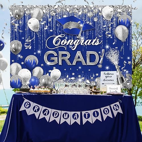 Miniatura 3 de MEHOFOND Congrats Grad - Telón de fondo para la clase de 2023, decoraciones de fiesta de graduación, fotografía de fondo, celebración de graduación,