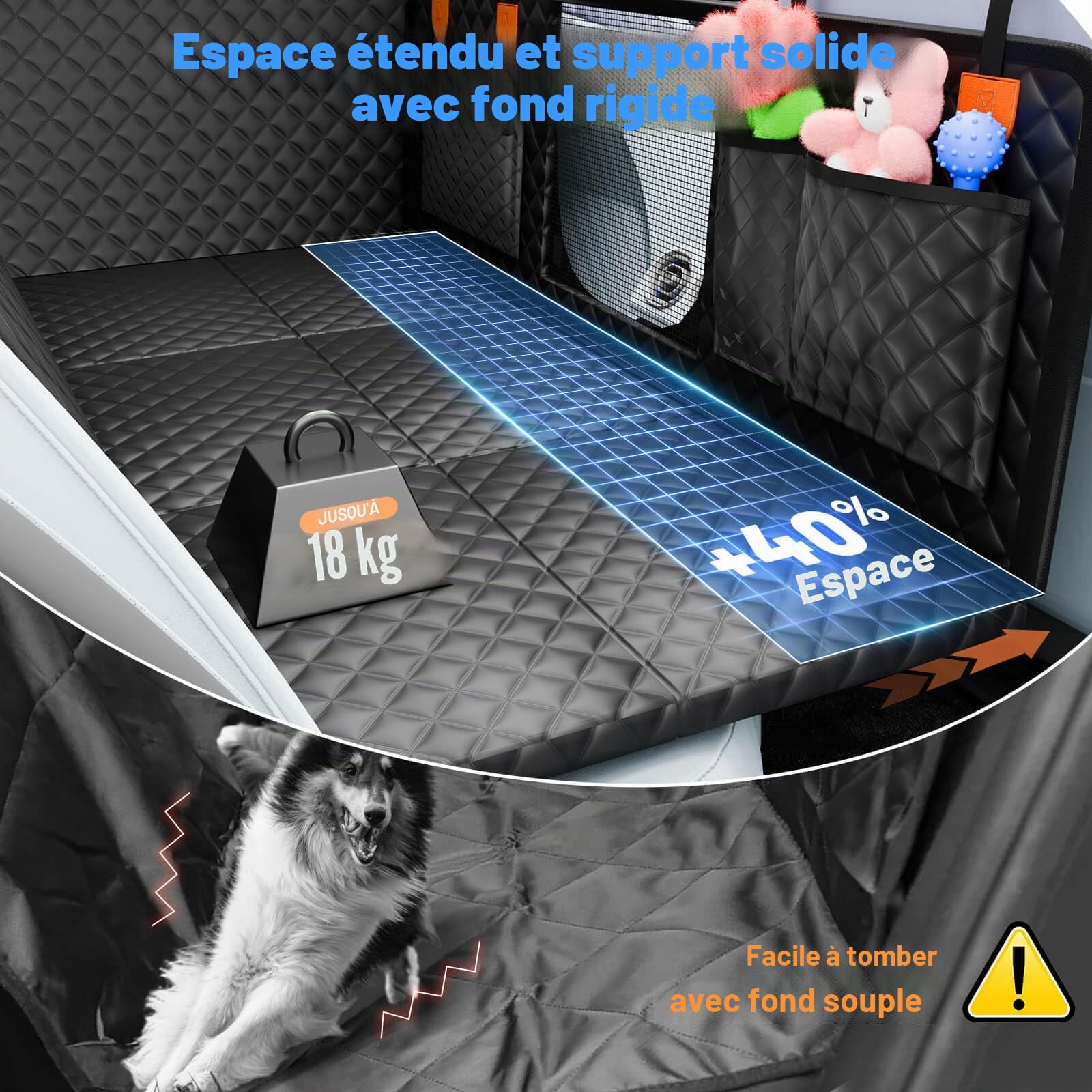 Protection Voiture Chien, aux Rayures et Imperméable Protection Voitures Chien, Fond Rigide Extension Housse Protege Voiture pour à la Plupart des Voitures et SUV(400lb)