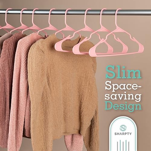 Vista 47 de Sharpty Perchas de plástico para ropa, armario, abrigos y camisas, con muescas, duraderas, gruesas, resistentes y ahorran espacio, para uso diario