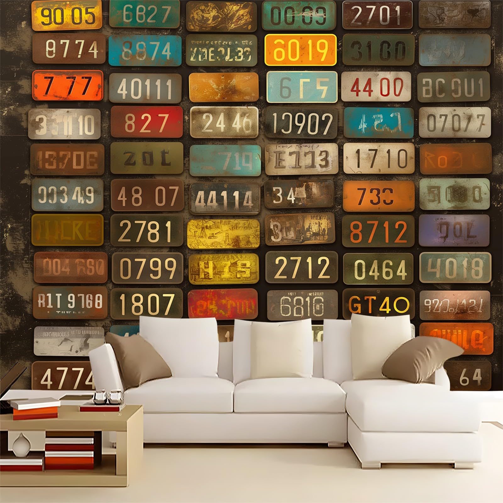 Panoramiqueretro tapeta metalowa miedź srebrna etykieta 200 x 140 cm (szer. x wys.), nowoczesna tapeta z włókniny do sypialni salonu biura spersonalizowana dekoracja ścienna restauracja pokój