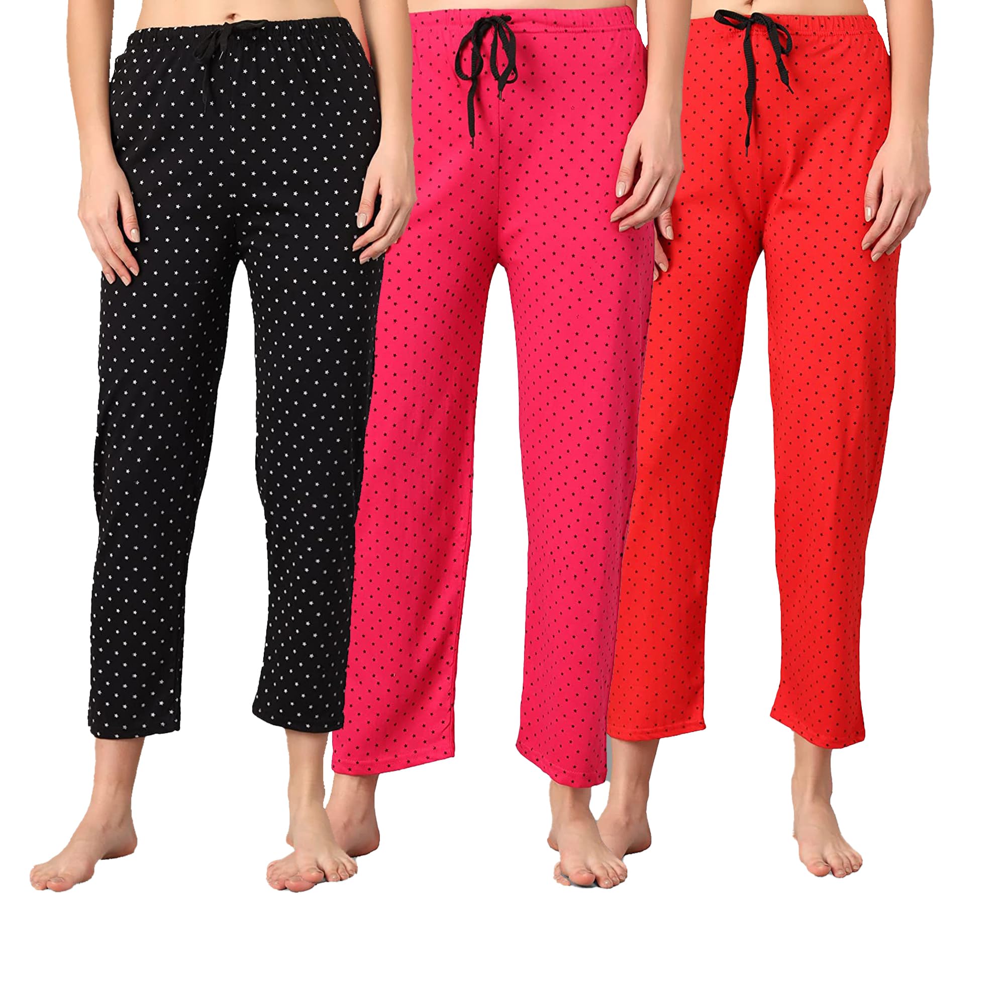 anixa Women Cotton Ankle Length Pyjama/Night Pants (Pack of 3)-picture-25