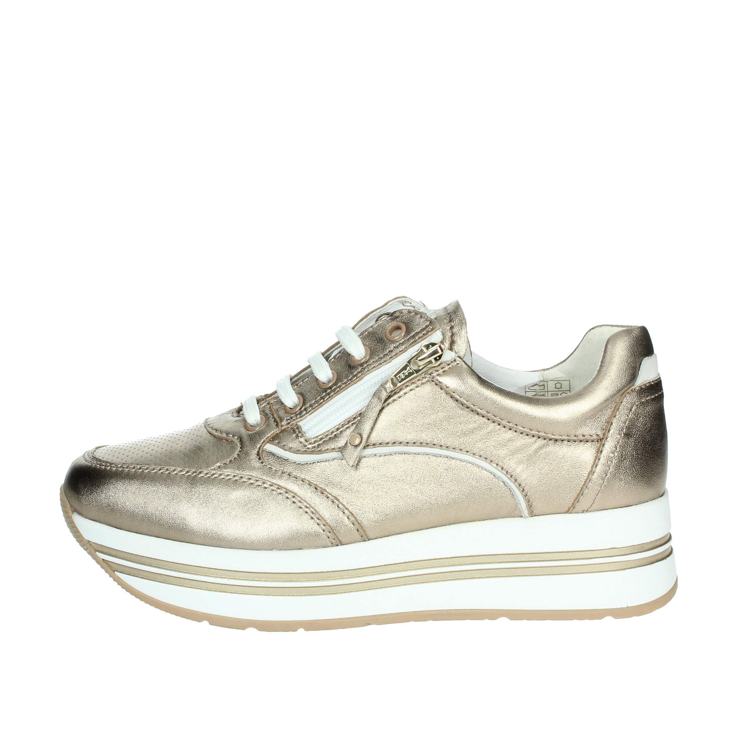CINZIA SOFT IV919575-AS001 White/Gravel Scarpa Donna Sneaker Platform Pelle Zip Laterale