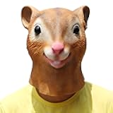 Squirrel Mask Halloween Latex Animal Head Mask Brown