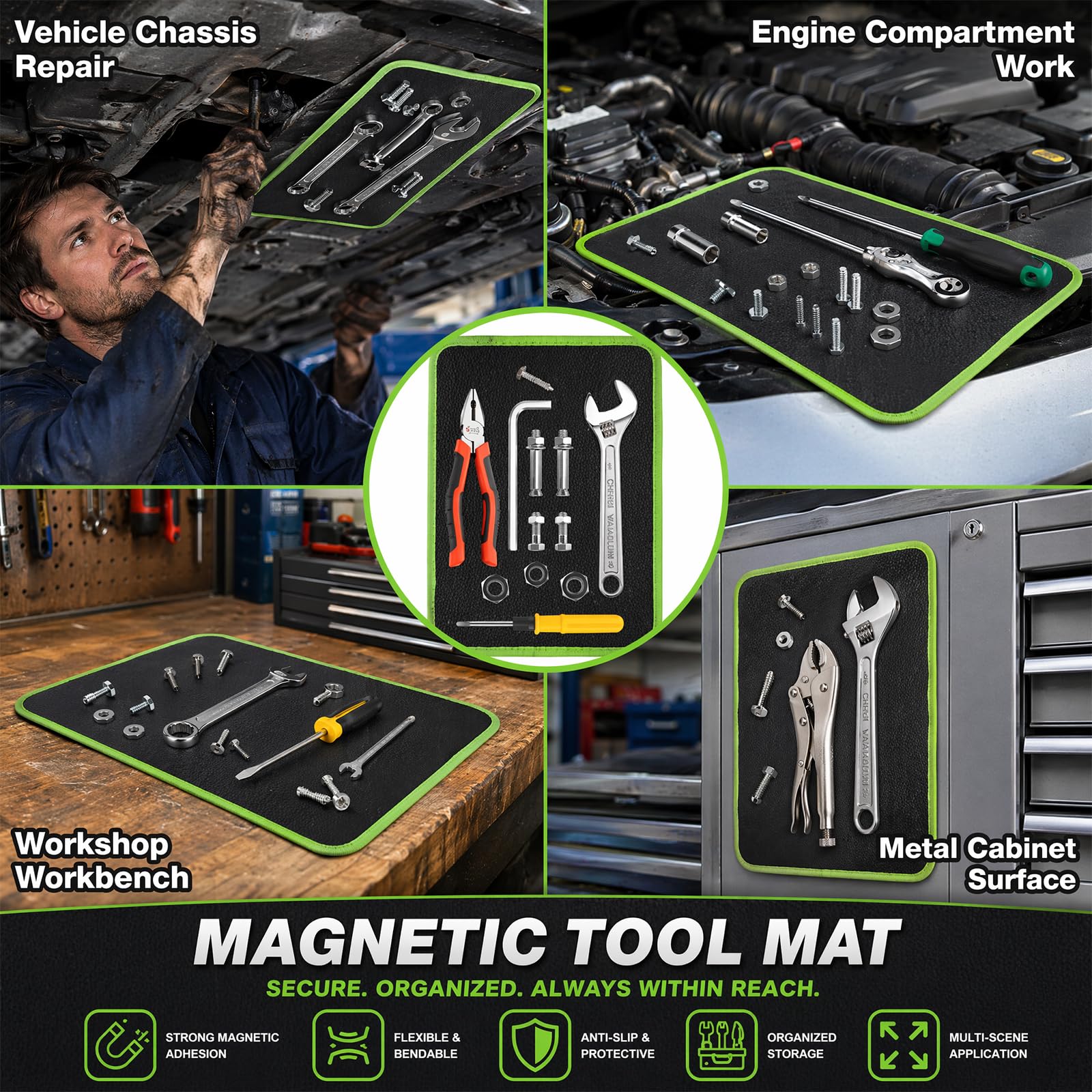 Magnetyczna mata narzędziowa z PCW, magnetyczna półka do garażu, antypoślizgowy uchwyt na śruby, magnetyczna mata naprawcza, składana, do samochodu, warsztatu, dla majsterkowiczów