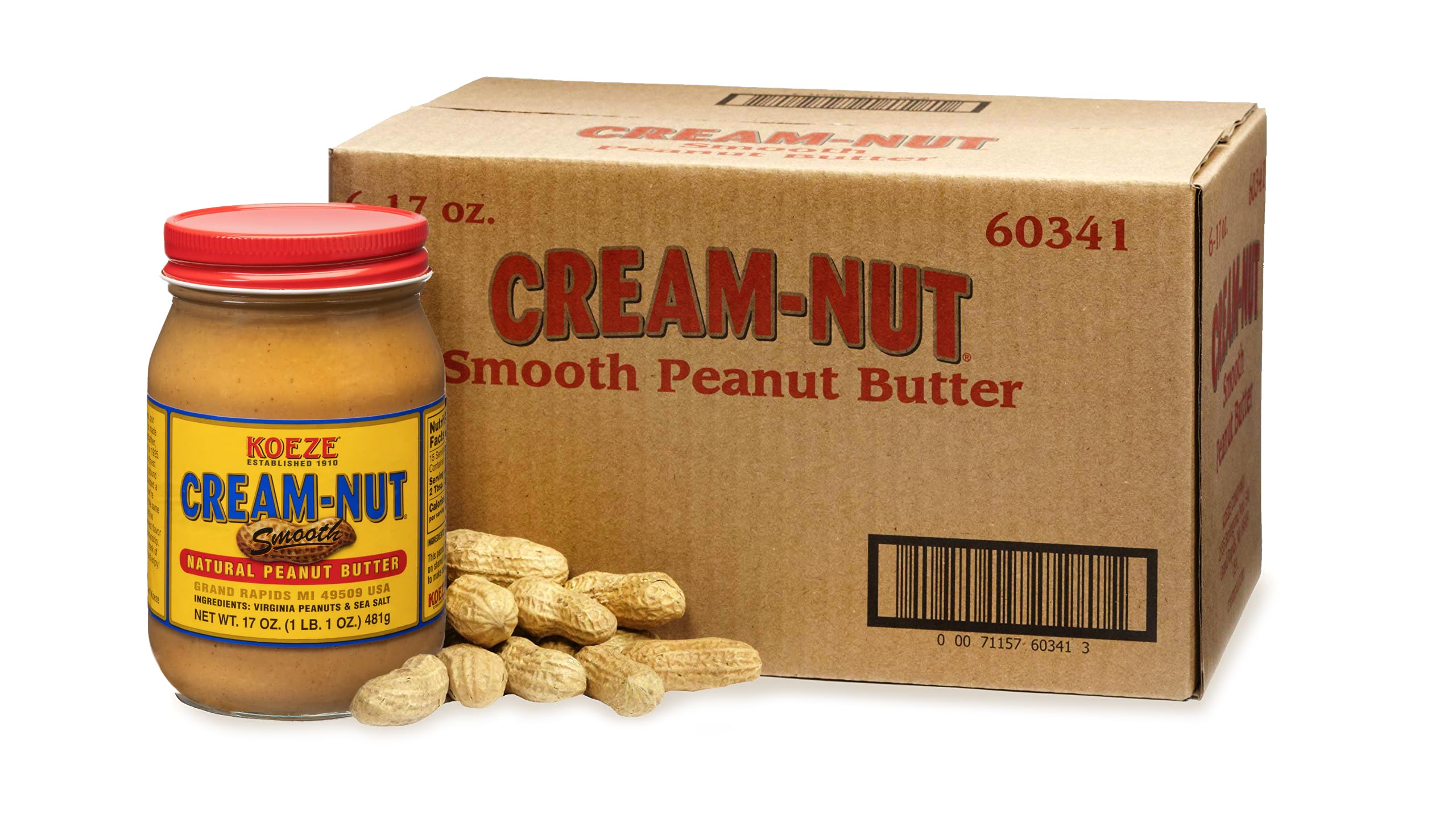 Case of Cream Nut Natural Smooth Peanut Butter - (6 Jars)