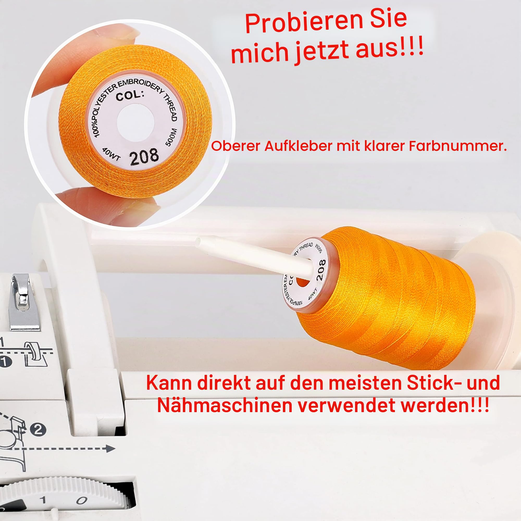 New brothread 63 Brother Farben Polyester Maschinen Stickgarn 500M (550Y) für Brother/Babylock/Janome/Singer/Kenmore Stickereimaschine