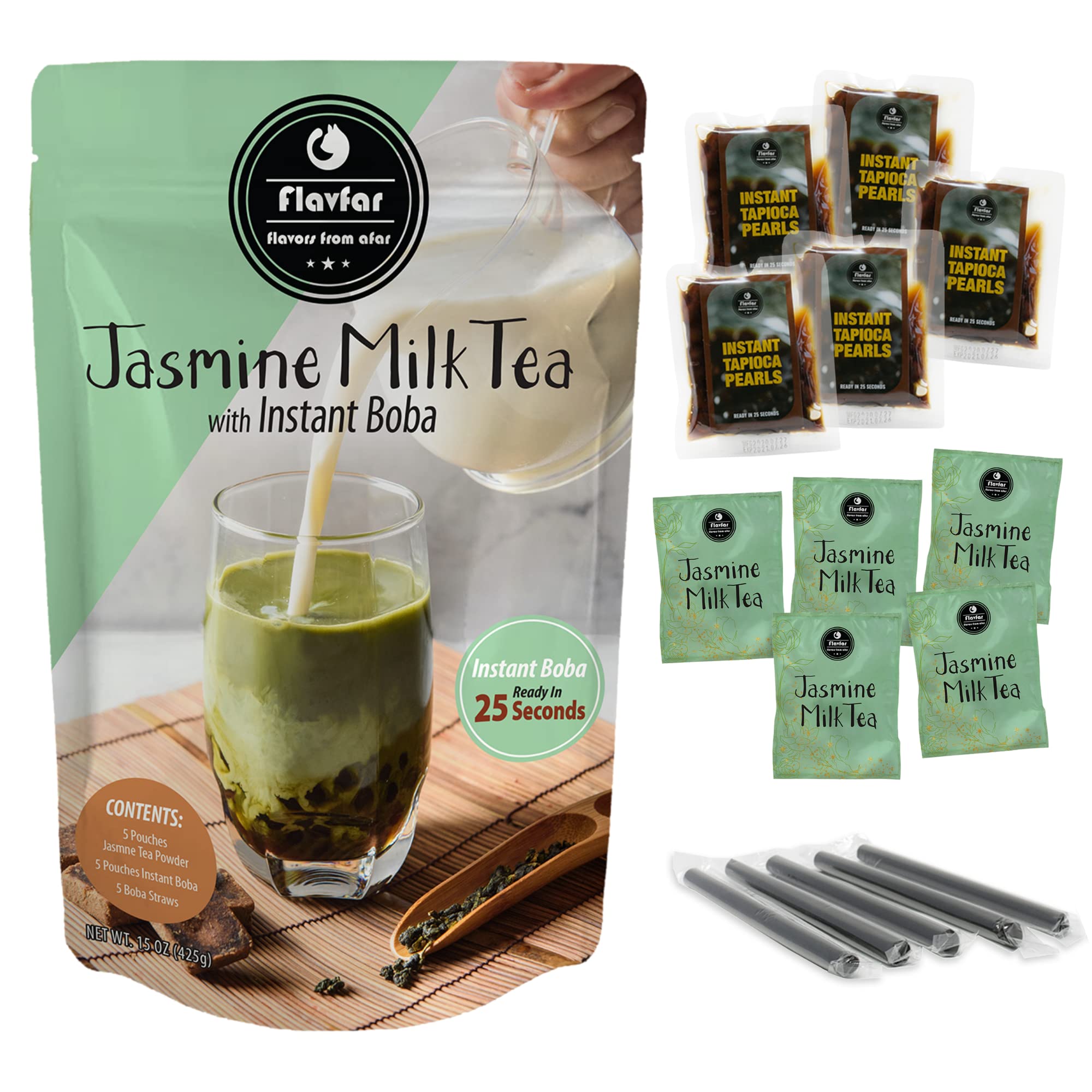 Buy Flavfar Jasmine Milk Tea with Instant Tapioca Pearls Authentic