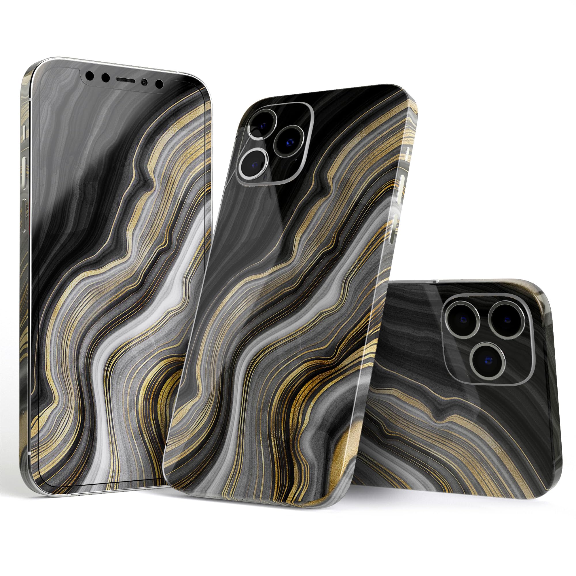 Full Body Skin Decal Wrap Kit Compatible with iPhone 13 - Vivid Agate Vein Slice Foiled V13