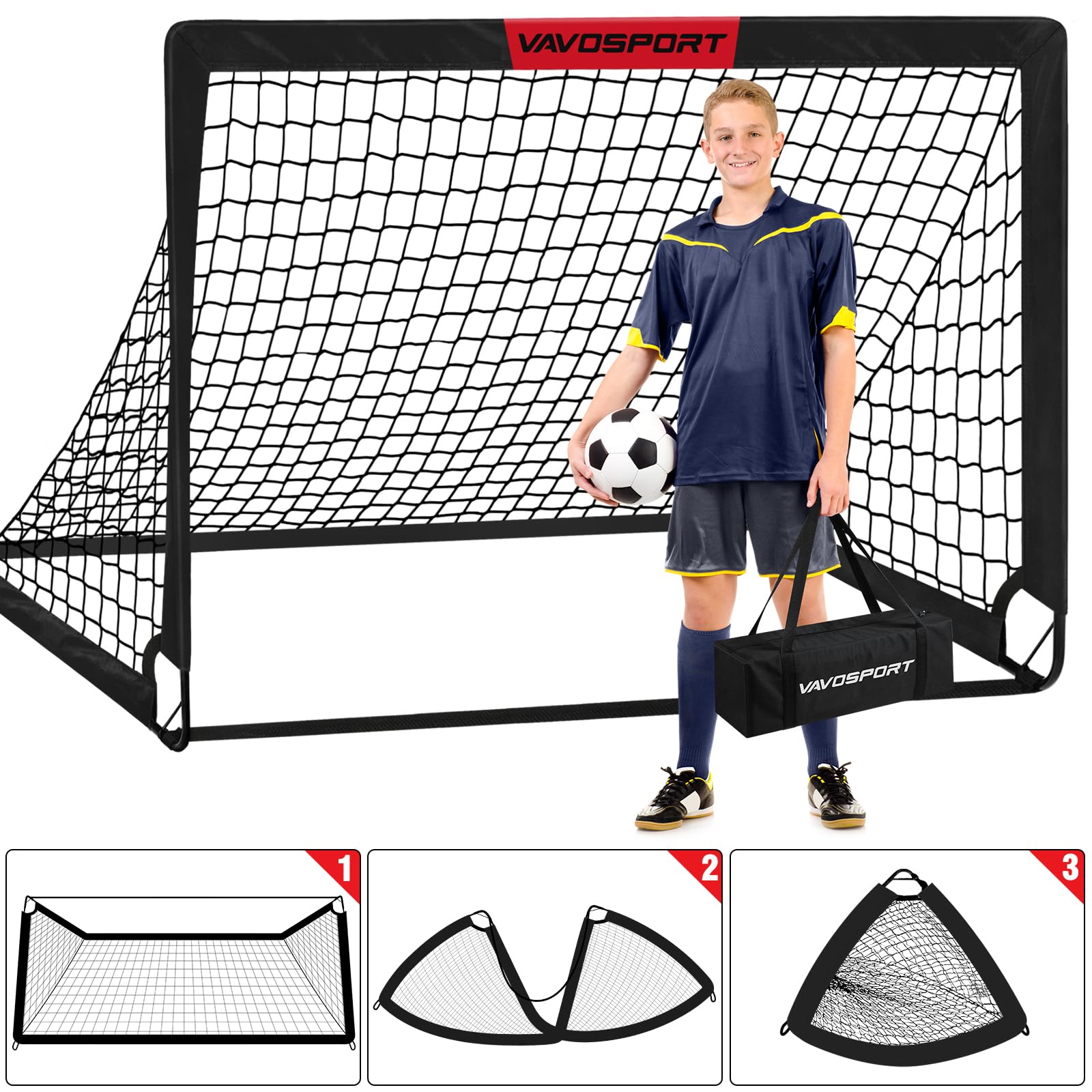 Soccer Goals for Backyard Set - 2 of 5' x 3.6' Portable Soccer Goal Training Equipment, Pop Up Soccer Net with Soccer Ball, Soccer Set for Games, Sports view 4