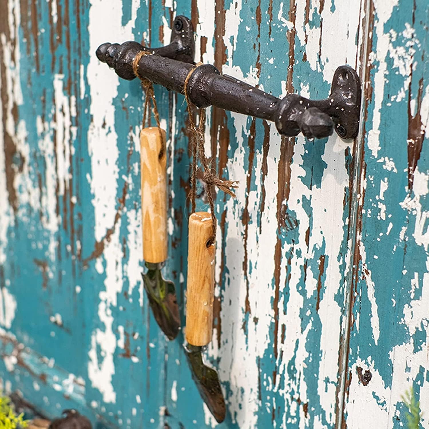 Modern Rustic Push Pull Bar Handles - 2pcs Cast Iron Gate Pulls, Antique Finish, Easy Install for Interior & Exterior Doors - Stylish Barn Door Hardware