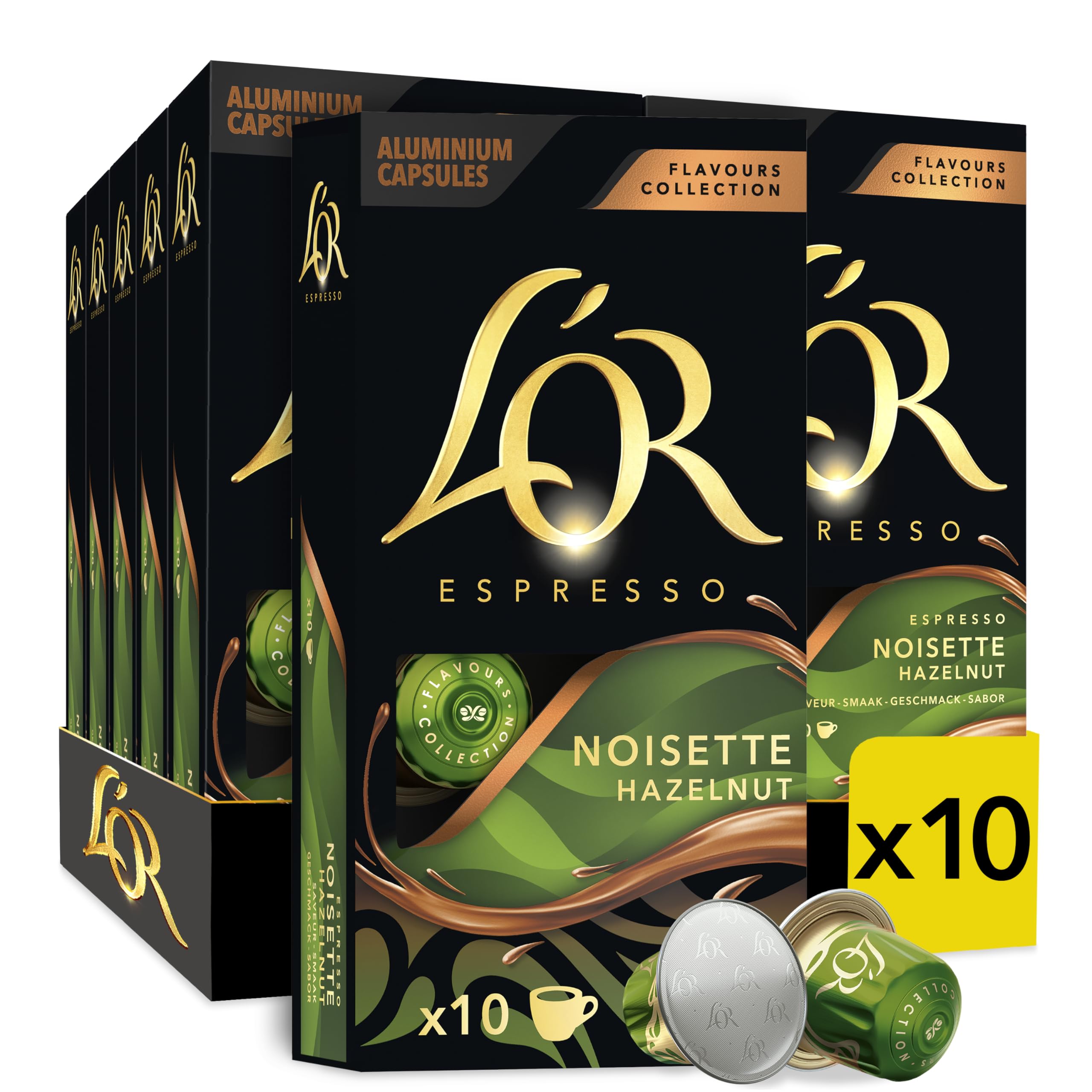 L'Or Espresso Café - 100 Capsules Noisette - Flavours Collection | Compatibles Nespresso®*, lot de 10 x 10 capsules aluminium