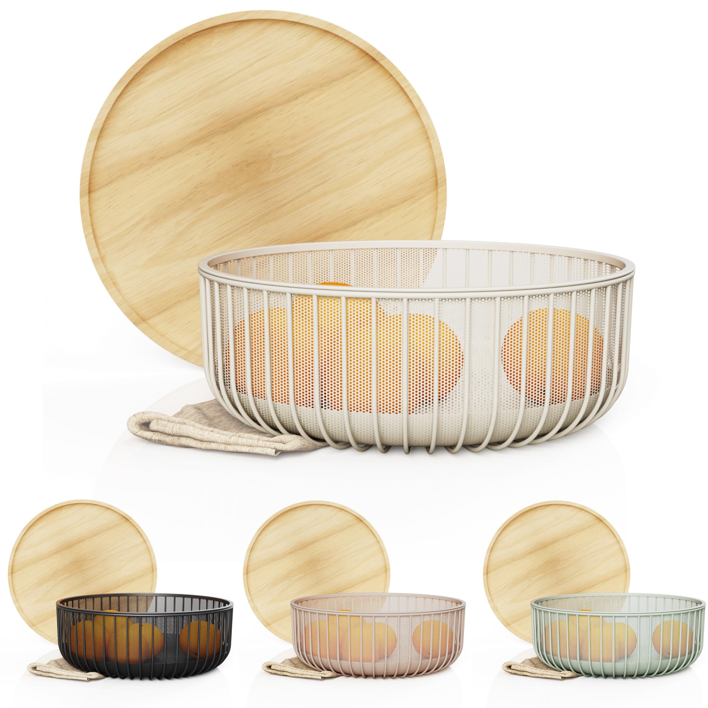 ShawFly Bol à Fruits En Verre Avec Couvercle Bois - Élégant Et Multifonction Pour Cuisine
