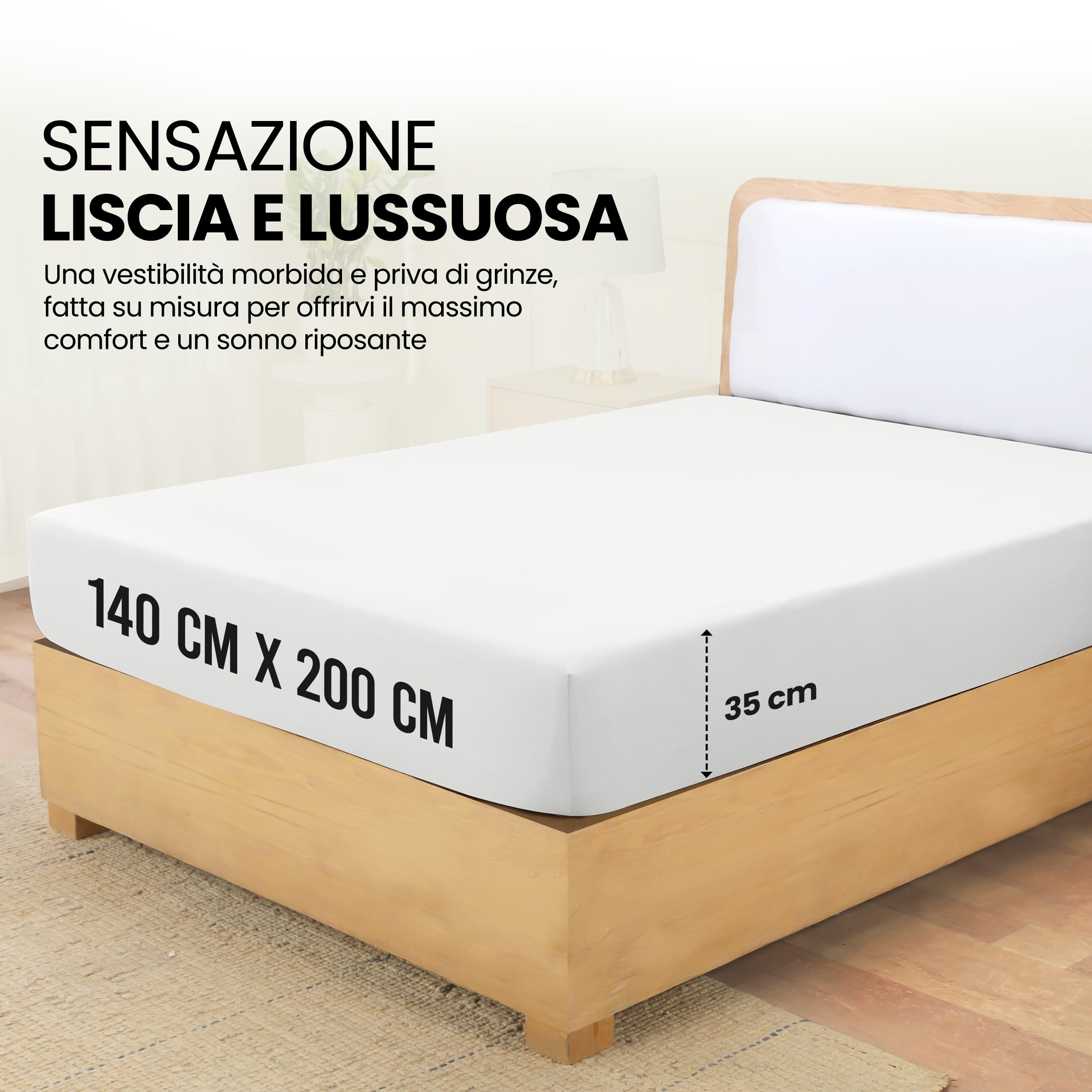 Utopia Bedding Lenzuolo con Angoli Una Piazza e Mezza Francese - 140x200cm - Bianco - Microfibra di Poliestere Spazzolato - Lenzuolo sotto con Angoli Elasticizzato