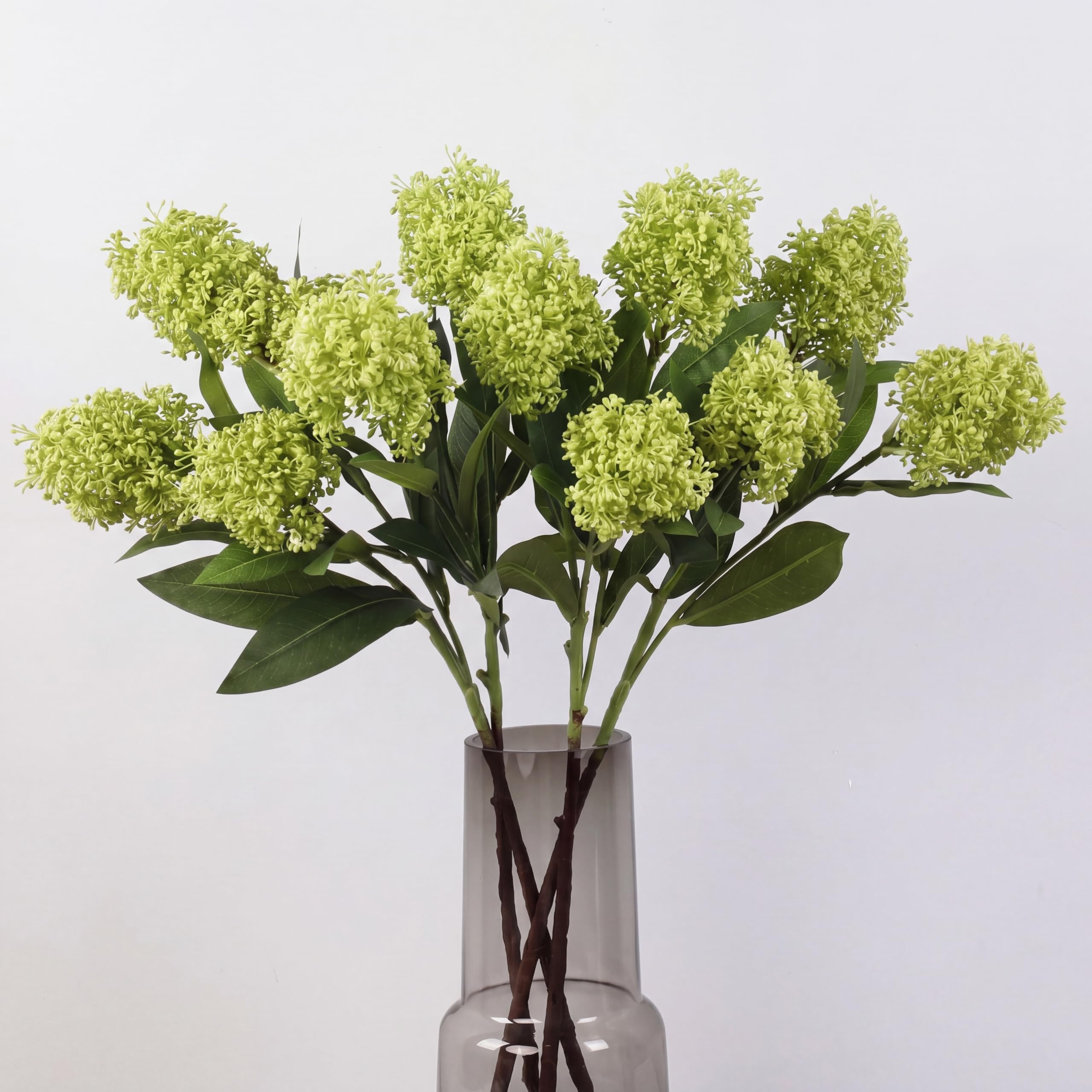 4 Pcs Faux Skimmia Spray with Leaves, Green, Yinyu Fruit