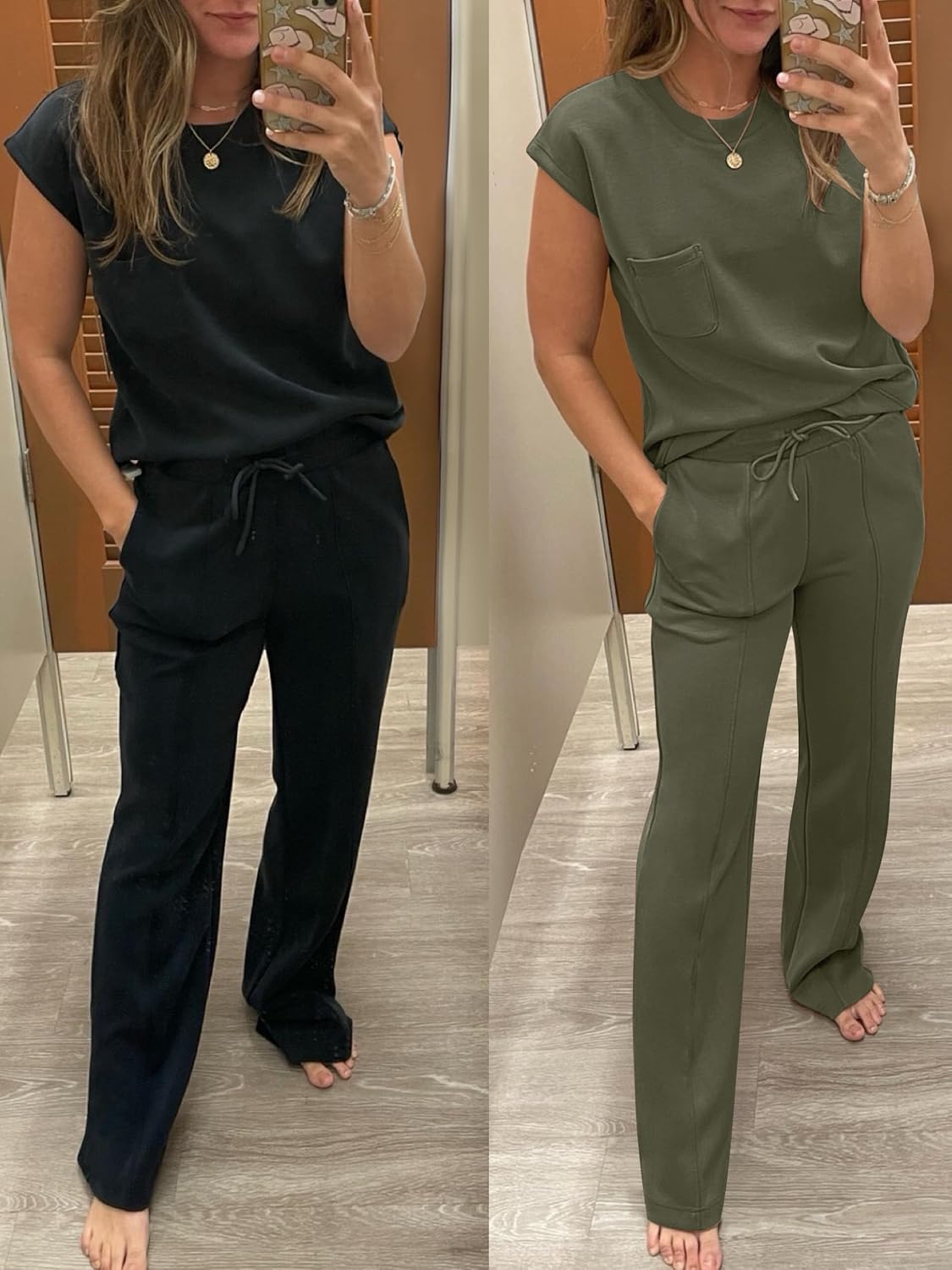 ANRABESS Two Piece Sets for Women 2026 Summer Travel Vacation Outfits Sleeveless Lounge Set Matching Wide Leg Pants Sweatsuit - Image 6