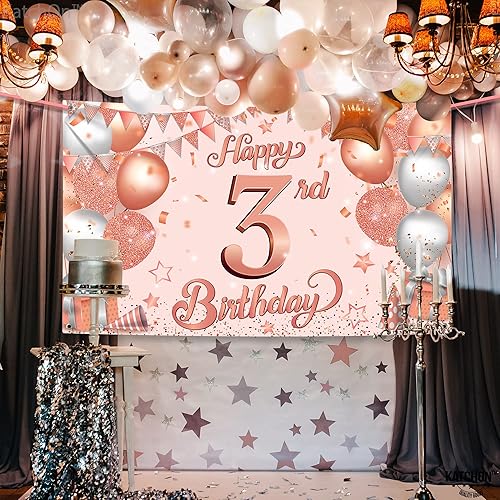 Miniatura 6 de KatchOn Cartel de feliz cumpleaños de 3 años grande de 72 x 44 pulgadas pancarta de feliz cumpleaños para decoraciones de fiesta de tercer
