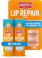 O'Keeffe's Protetor labial reparador labial com alívio refrescante para lábios secos e rachados - Stick (pacote duplo) - hidratante para lábios extremamente rachados e secos