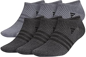 Men's Superlite 3.0 No Show Grey Socks - Low-Profile Fit, Arch-Compression, Lightweight Breathable Construction (6-Pair)