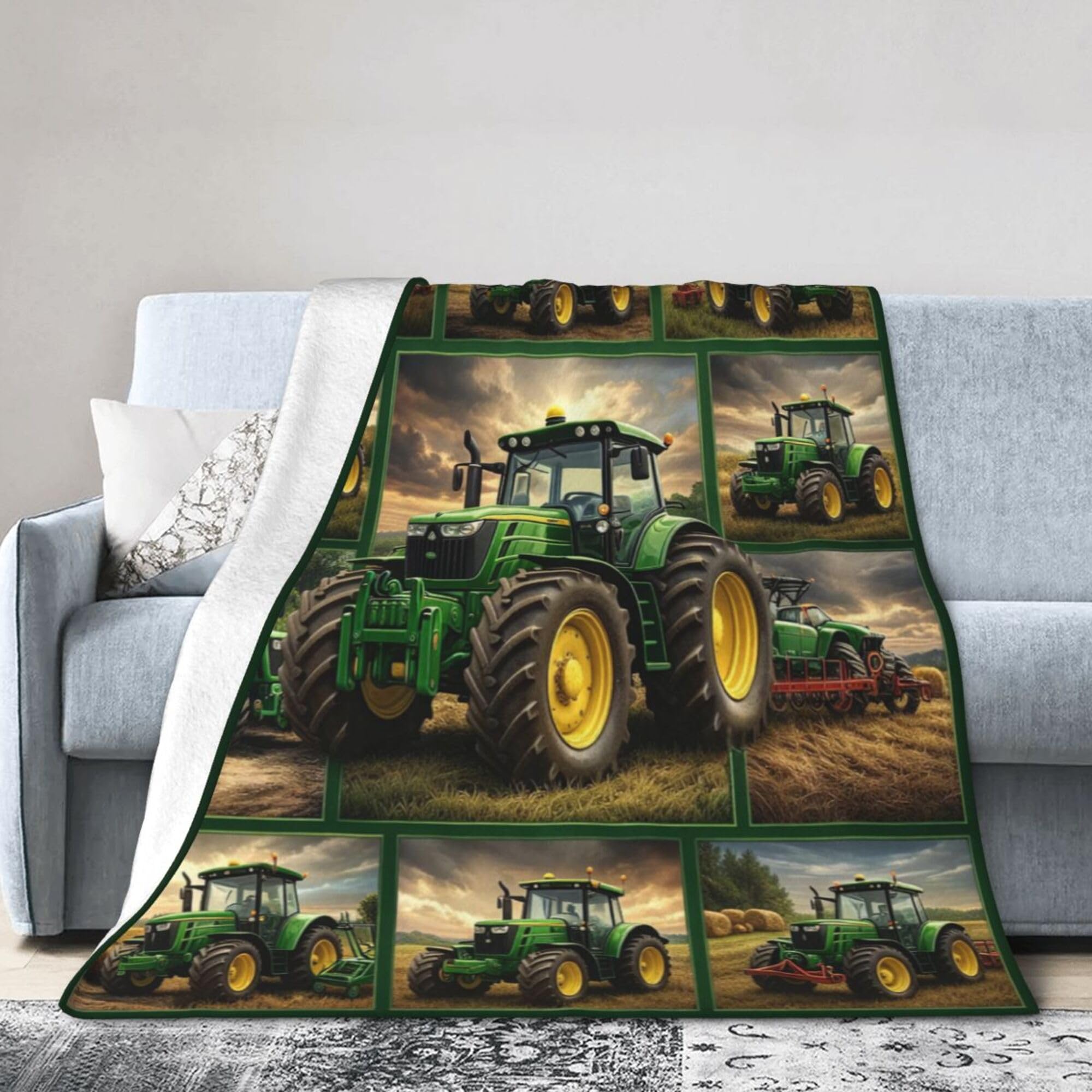 Tractor Blanket Tractor Throw Blanket Super Soft Cozy Plush Fluffy Fuzzy Fleece Blankets Gifts for Girls Women Boys Kids Adults 40"X50"