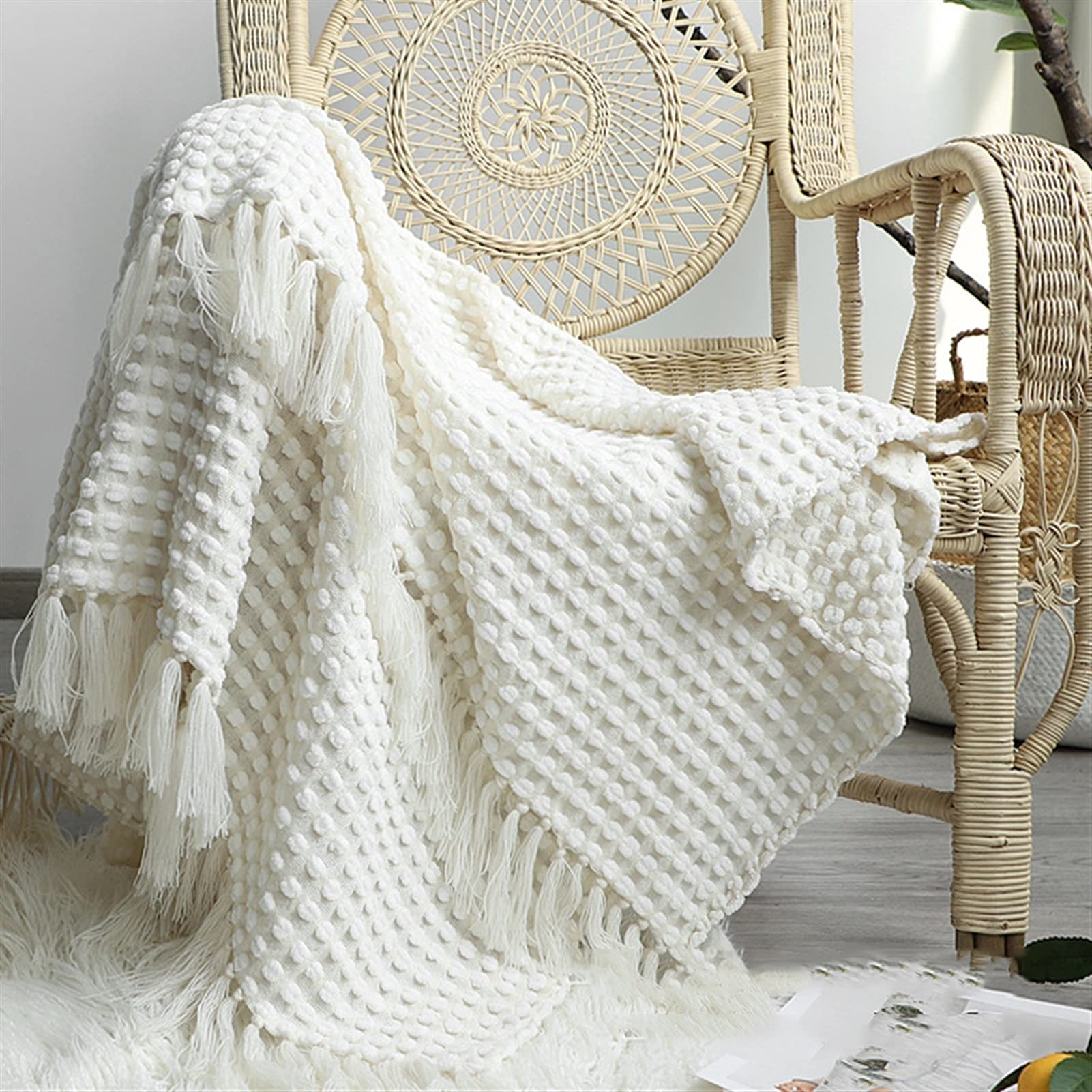 Couverture souple style nordique en maille tricotée haut de gamme