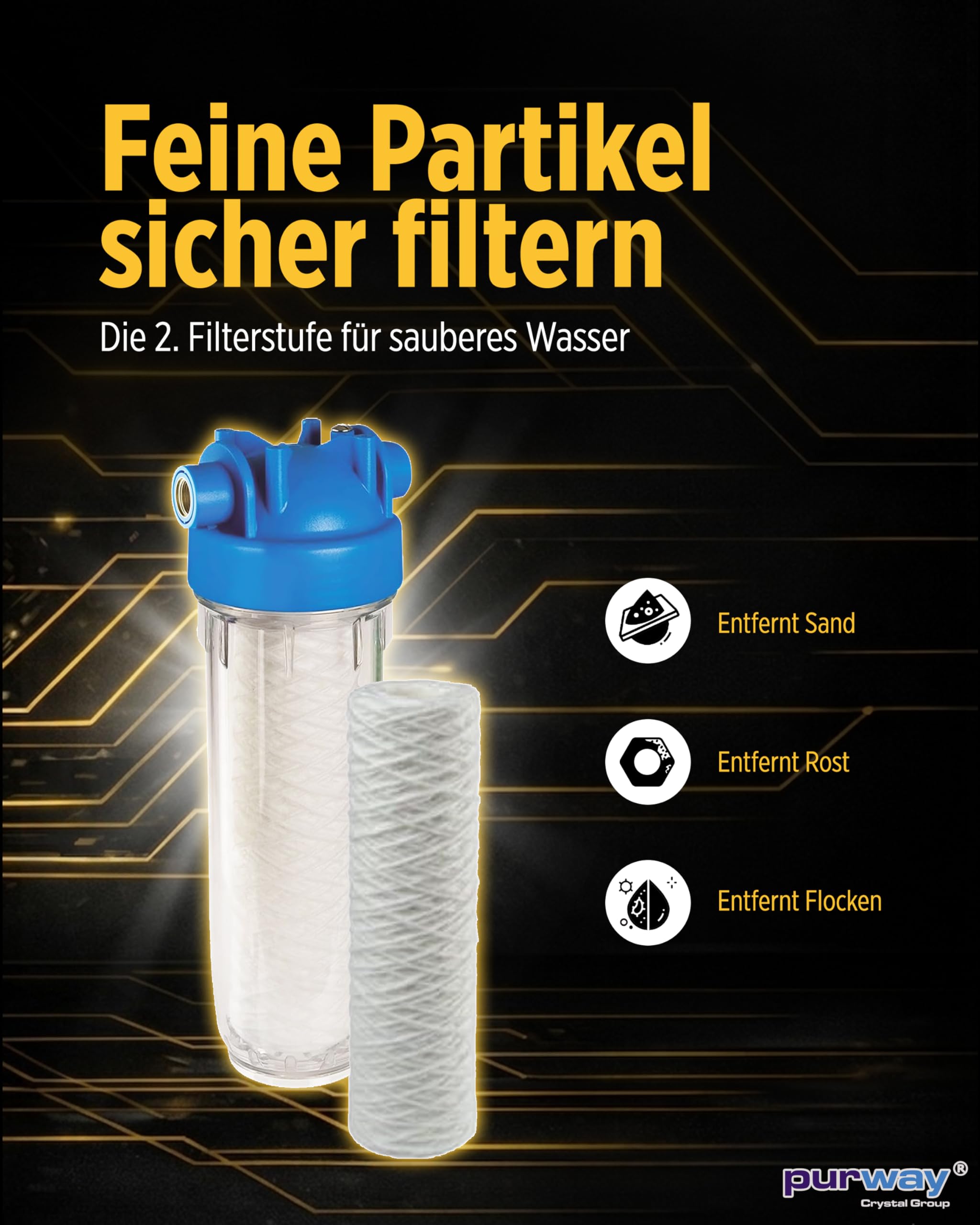 purway® HYDRA Rainmaster TRIO RLH LA 1" Zoll Wasserfiltergehäuse plus Filter