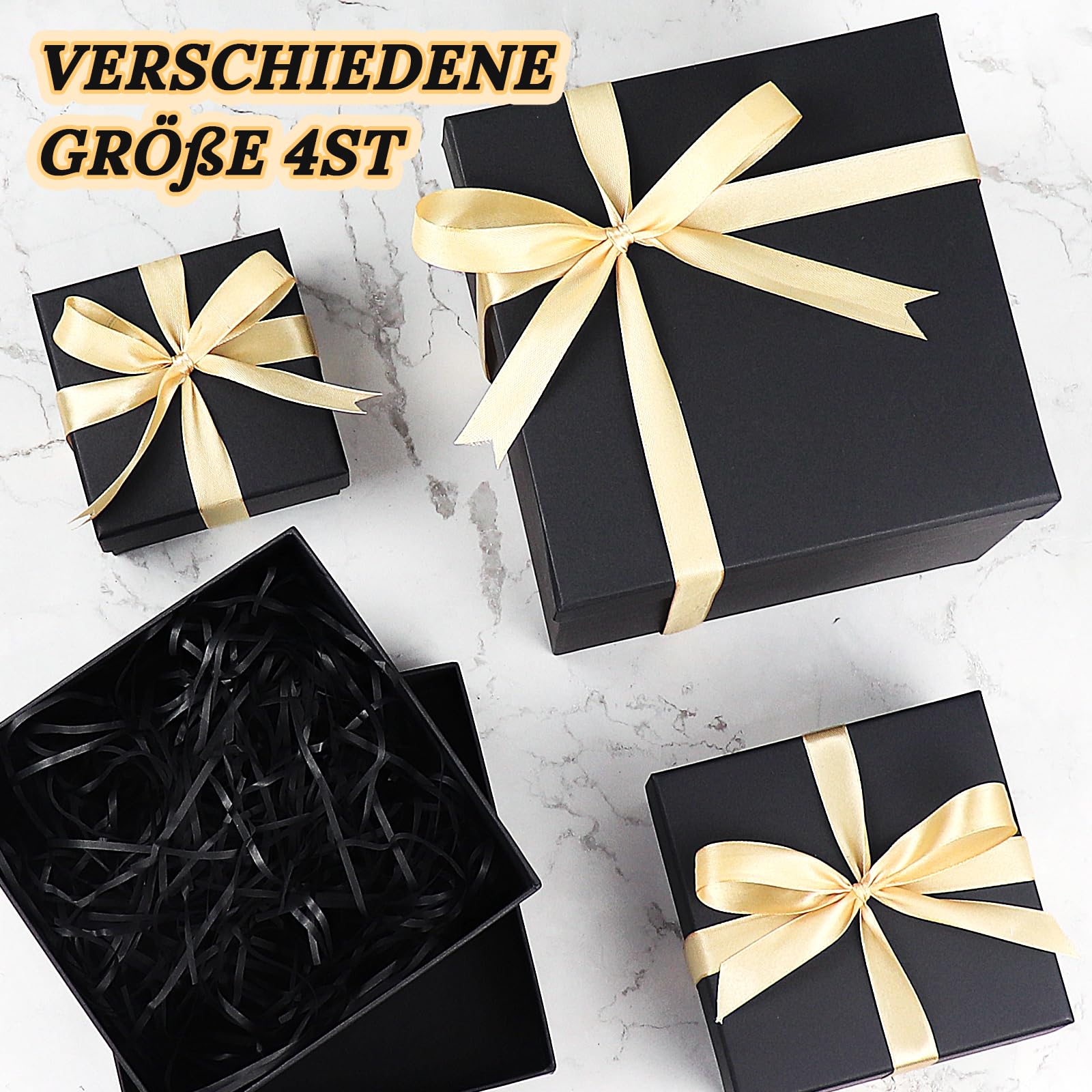 Boite Cadeau Extra Grande 38x35x13 Cm, JiaWei Bowknot Ruban De Luxe Boîte Cadeau En Pliable Magnétique Pour L'anniversaire, Le Mariage, Sint-Valentin - Noir