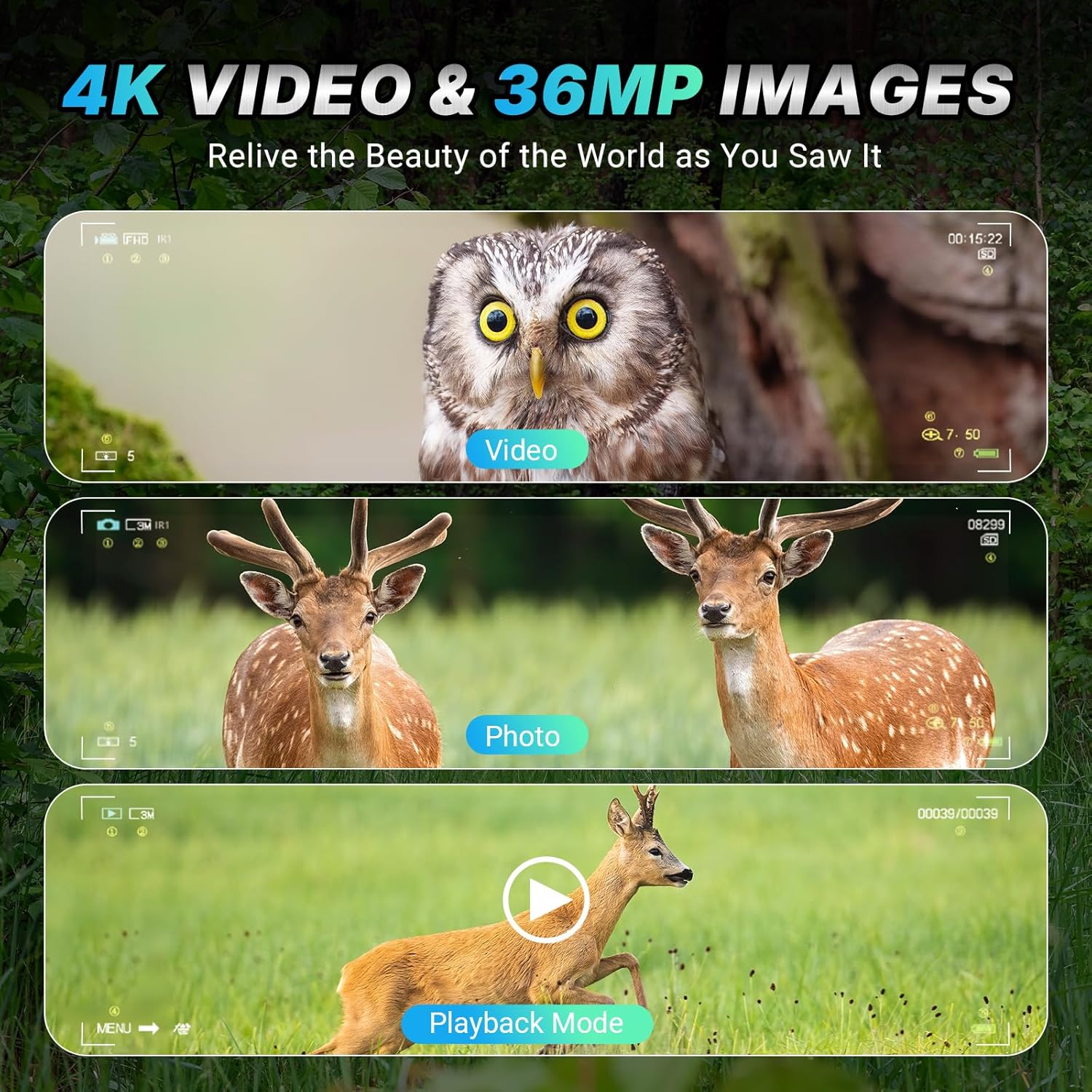 Night Vision Goggles, 4K Night Vision Binoculars for Adults, 36MP, 1300FT Range, 8X Digital Zoom, 5000mAh Battery, Flashlight & Compass, Infrared Vision, 32GB Card, for Camping & Security